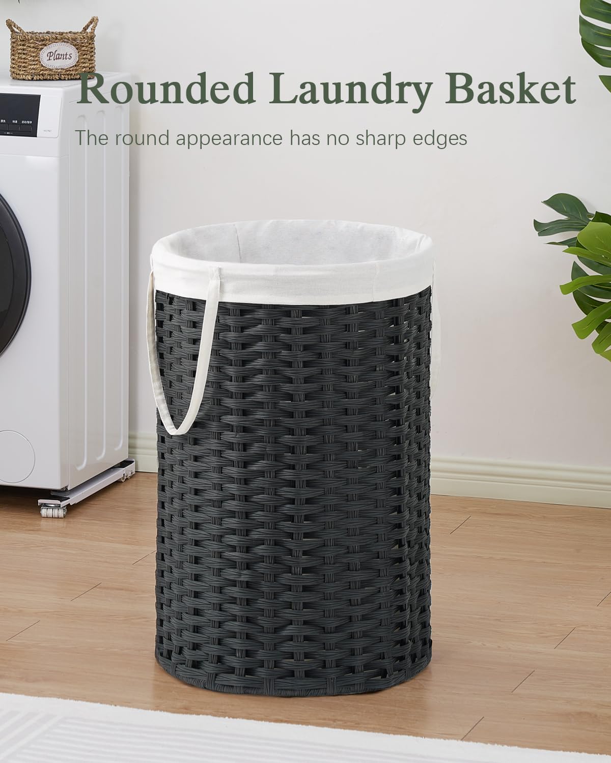 34.3 Gal (130 L) Large Laundry Hamper Laundry Basket Round Handwoven Wicker Laundry Baskets Rattan
