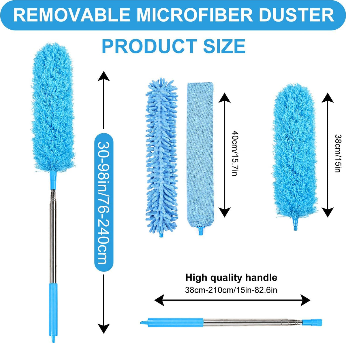 4PCS Microfiber Duster Kit, 3 in 1 Microfiber Dusters Retractable Gap Dust Cleaner and Chenille