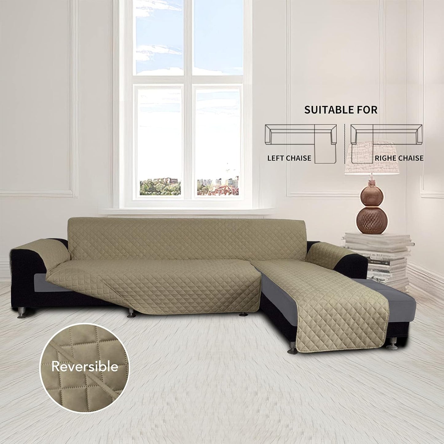 Easy-Going L Shape Sectional Sofa Cover - Reversible Chaise Lounge Slipcover, Pet & Kid Friendly