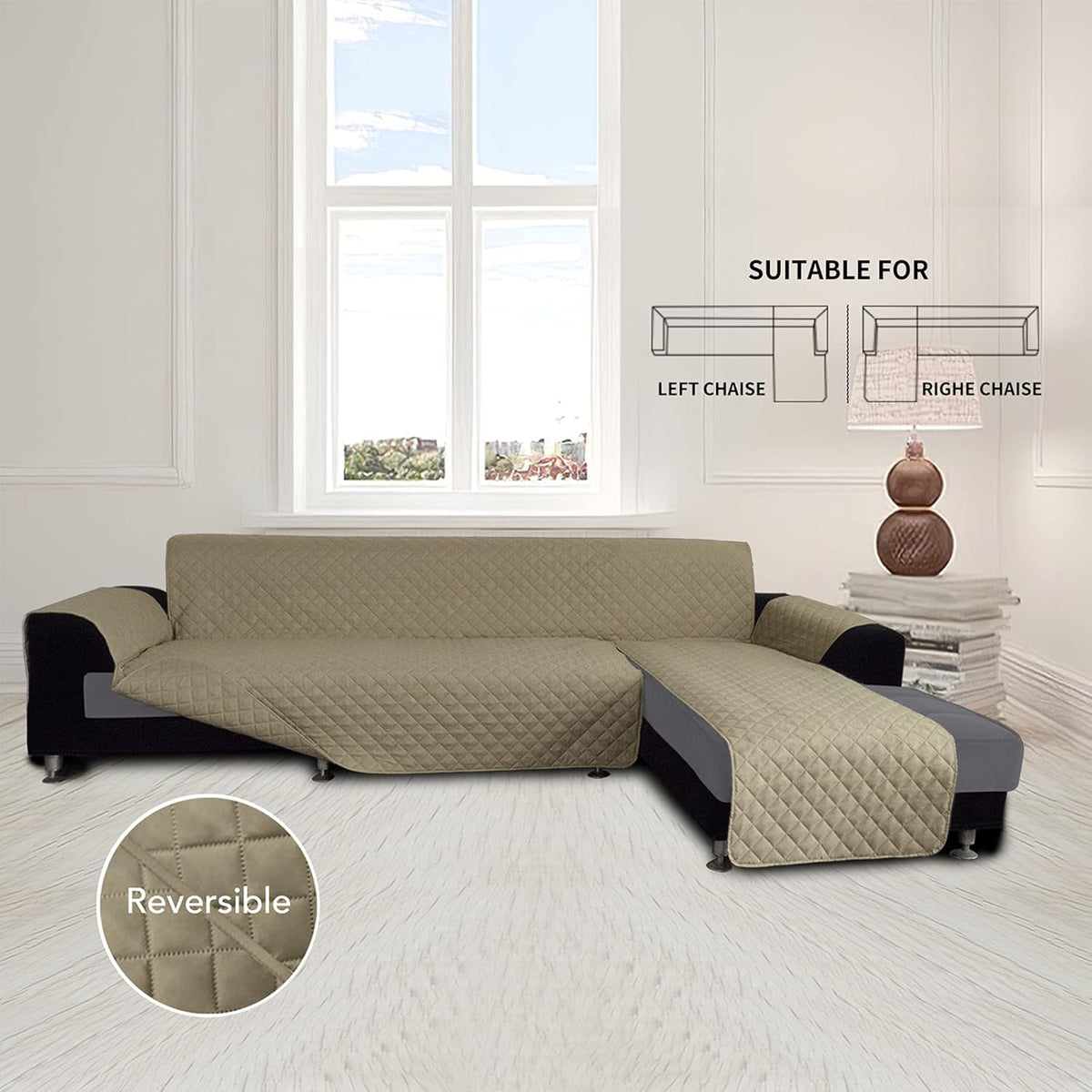 Easy-Going L Shape Sectional Sofa Cover - Reversible Chaise Lounge Slipcover, Pet & Kid Friendly