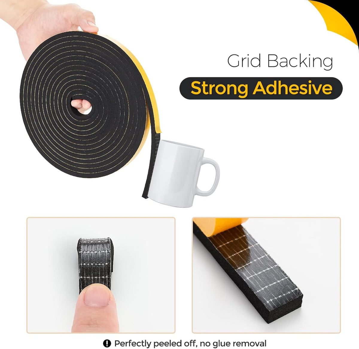 10 Feet Weather Stripping Door Seal, 1" Wide X 1/8" Thick Door Seal Strip High Density Foam Tape