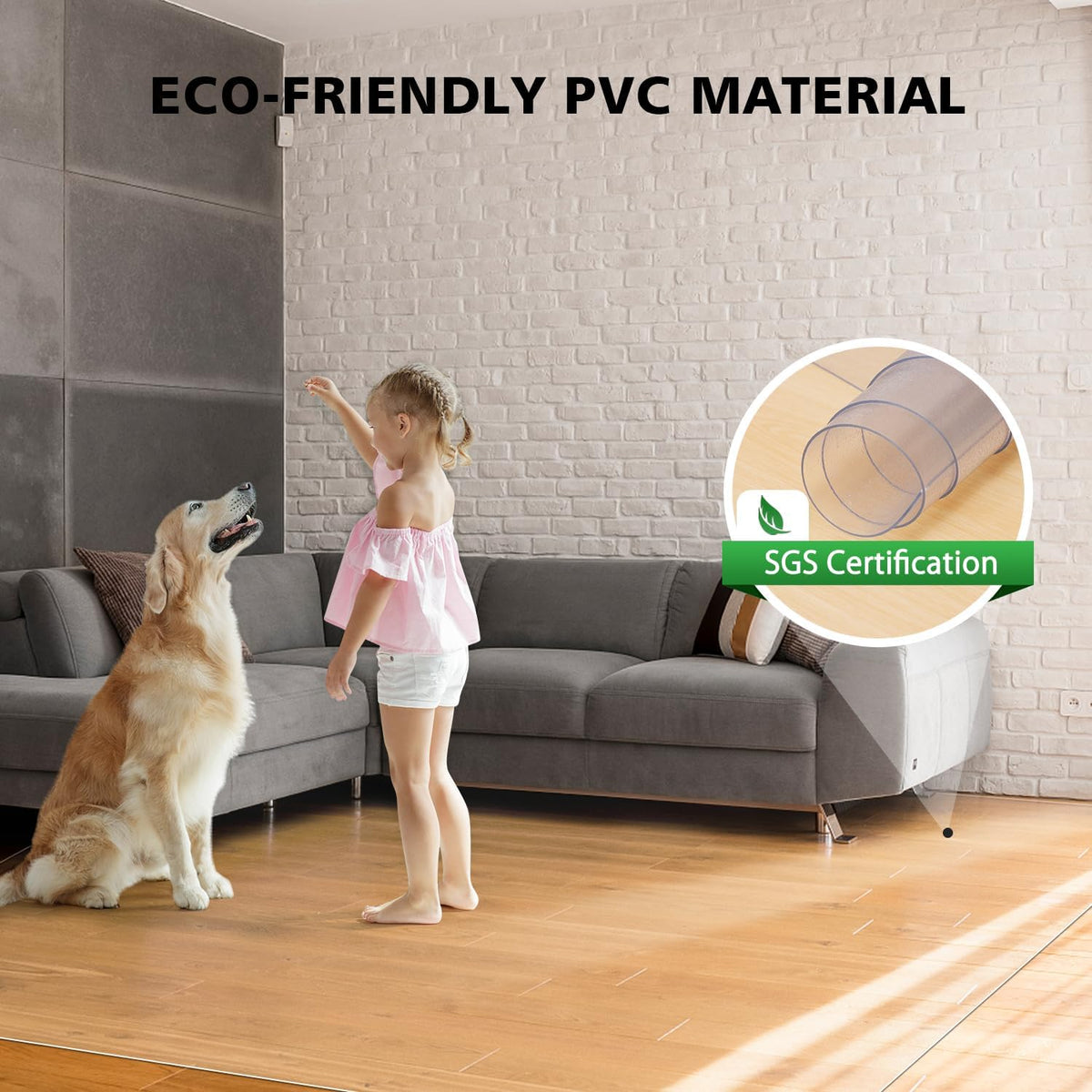 Floor Mats for Home, 5'×7' Clear Area Rug for Dining Room, Durable Non-Slip Hard Floor Living Room