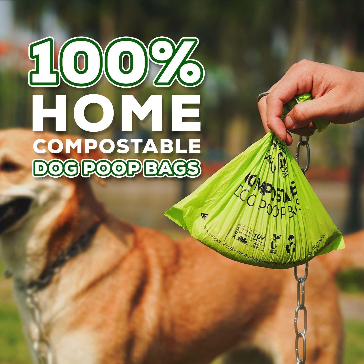 ANECO 100% Certified Home Compostable Dog Poop Bags (135 Count/9 Rolls), Large Poop Bags for Dogs &