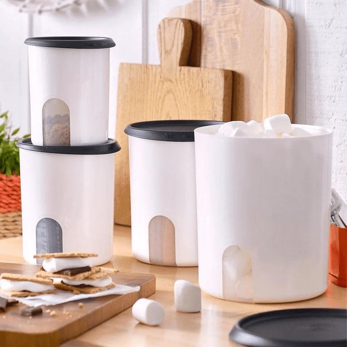 Tupperware One Touch Reminder Canisters 4 Canister Food Storage Set, Dishwasher Safe and BPA Free