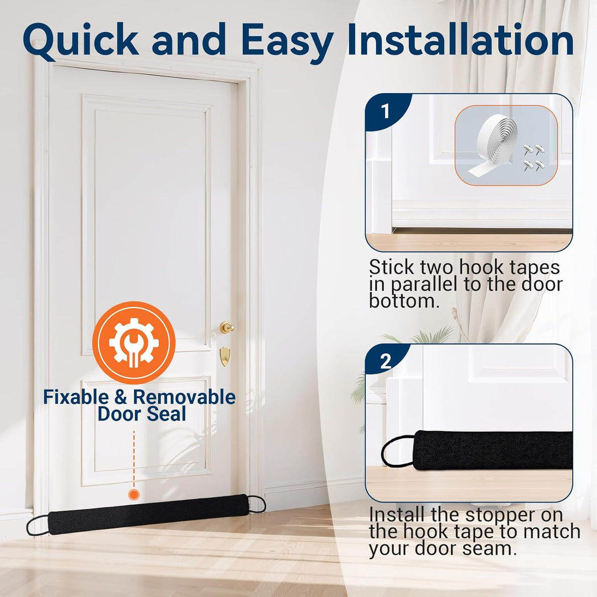 Door Draft Stopper for Bottom of Door, 36’’ Heavy Duty Under Door Draft Blocker Gap Filler, Door