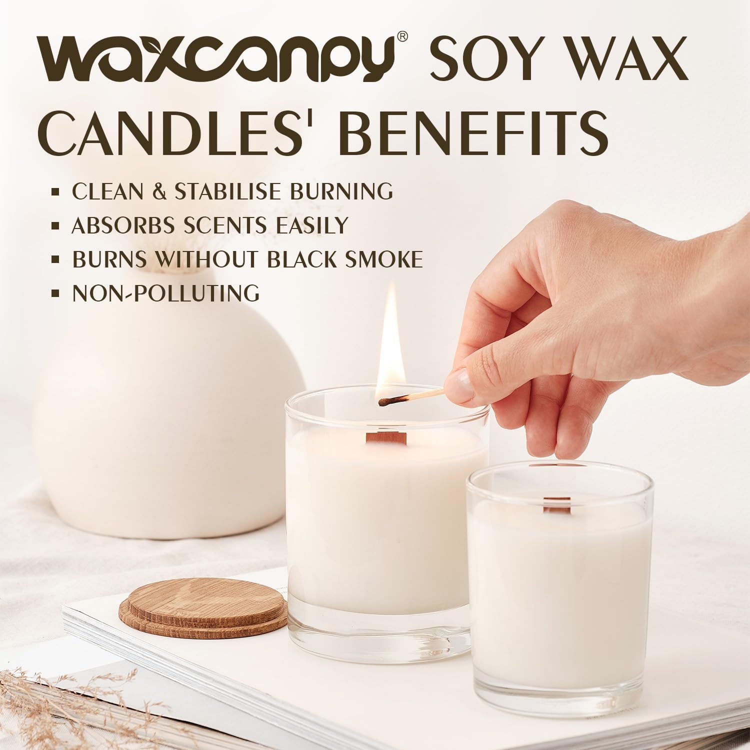 Soy Wax, Waxcanpy Natural Candle Wax, Organic Soy Wax for Candle Making from Farm, No Additives