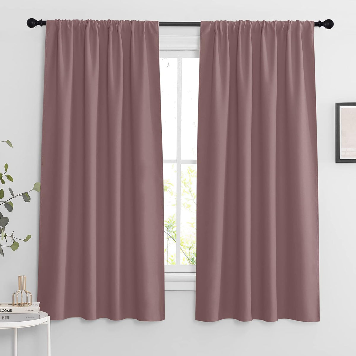 RYB HOME Bedroom Curtains Blackout - Light Block Energy Efficiency Small Window Treatment Drapes