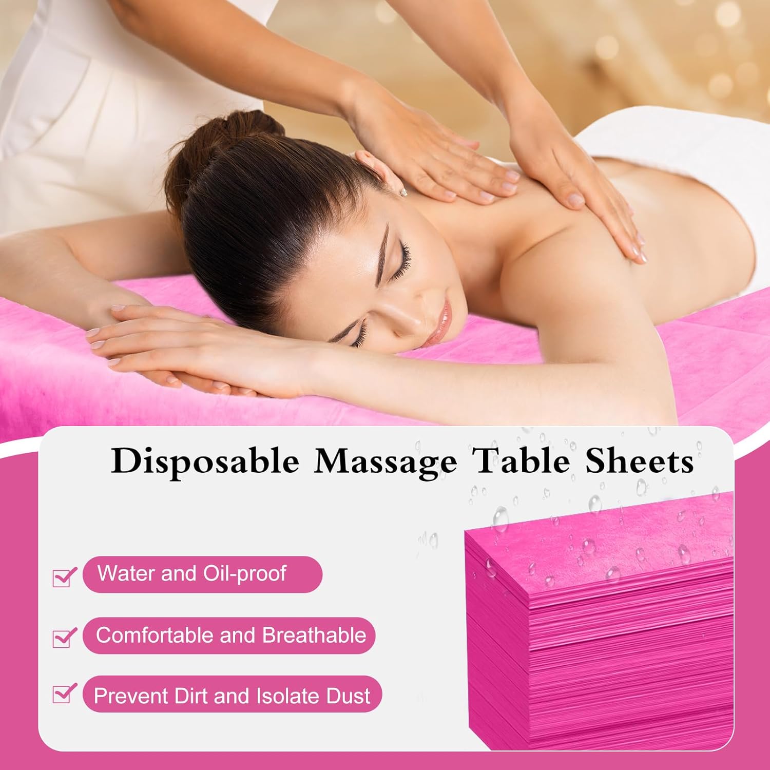 100 Pack Disposable Bed Sheets – 31.5 x 71 in Waterproof Non-woven Sheets for Massage, Spa, Tattoo