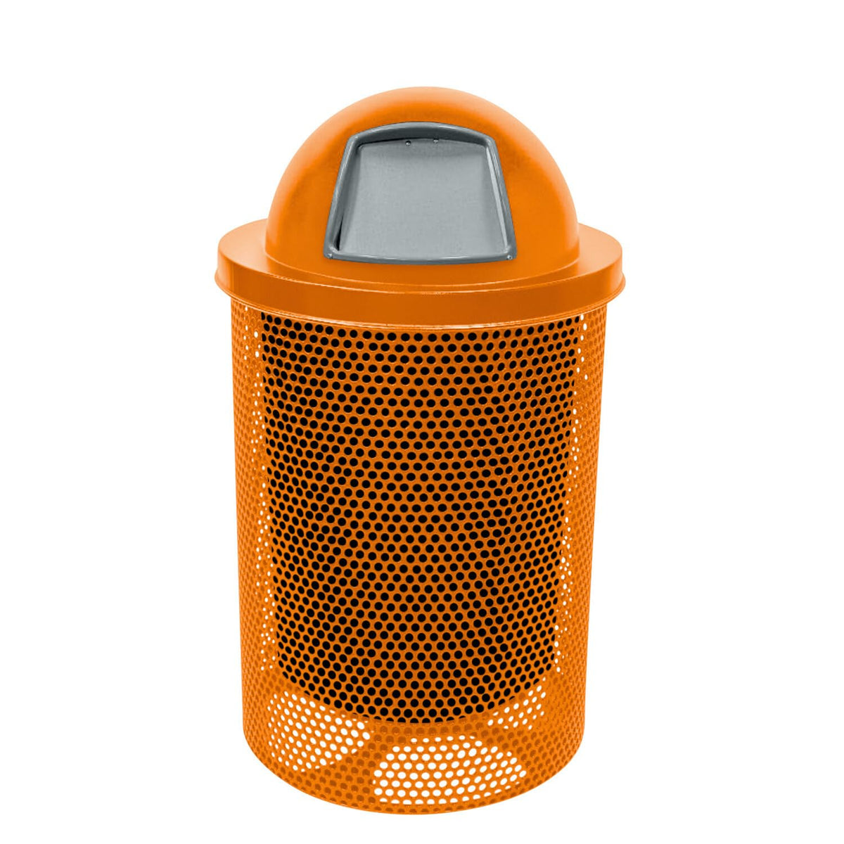COATEDOUTDOORFURNITURE RDT-P-ORG Heavy Duty Round Trash Receptacle with Dome Top, Liner Included
