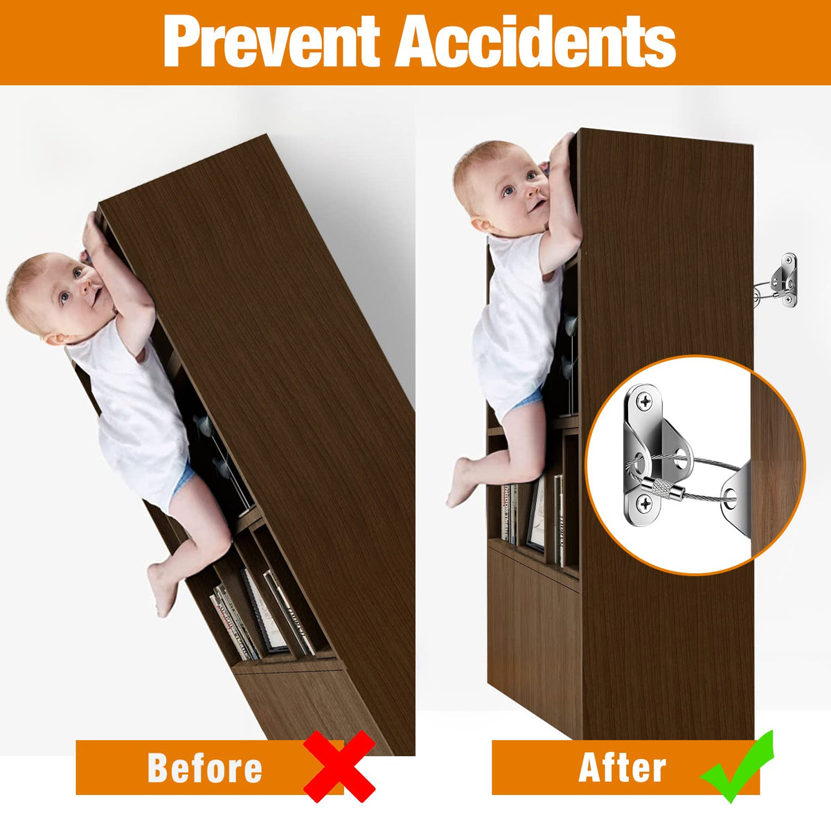 Furniture Anchors (10 Packs) Anti Tip Furniture Anchors for Baby Proofing, Furniture Wall Anchor