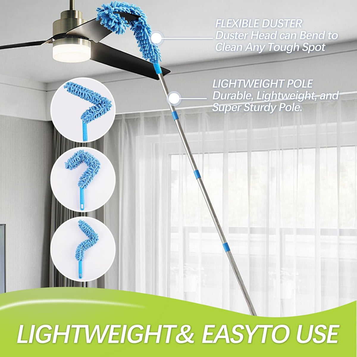 High Reach Duster Kit with14 ft Extension Pole High Ceiling Dusting and Window Cleaning Kit with
