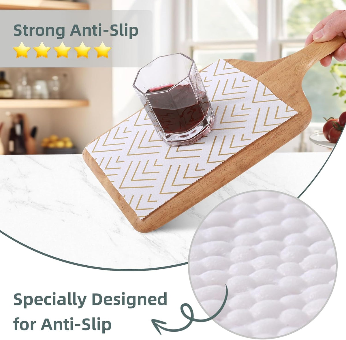 Shelf Liner for Kitchen Cabinets Non Adhesive Drawer Liner Non-Slip Thickened Shelf Liner Paper
