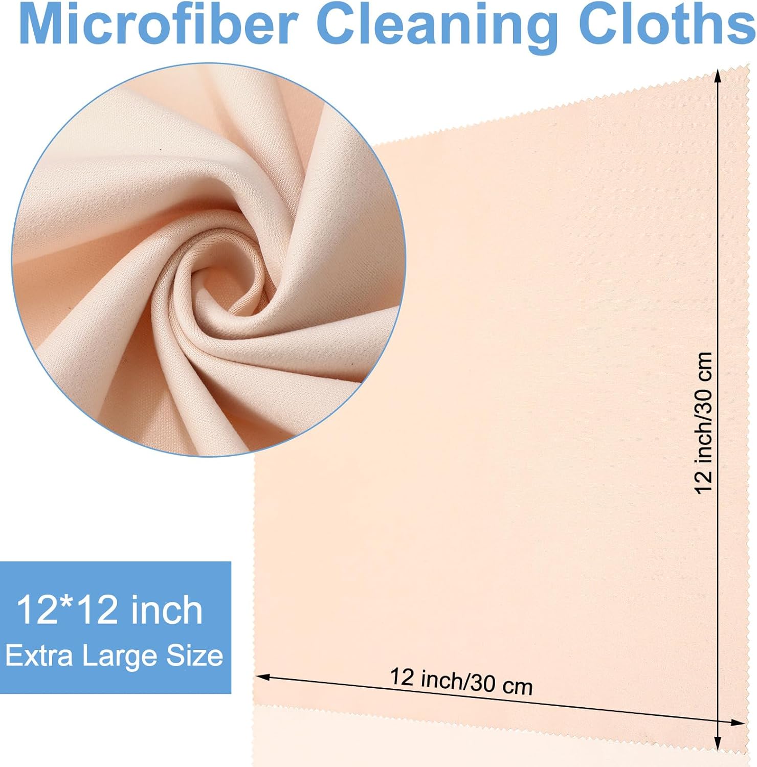 Frienda 12 Pack Large Microfiber Glass Cleaning Cloths 12 x 12 Inch Oversized Eyeglass Sunglasses