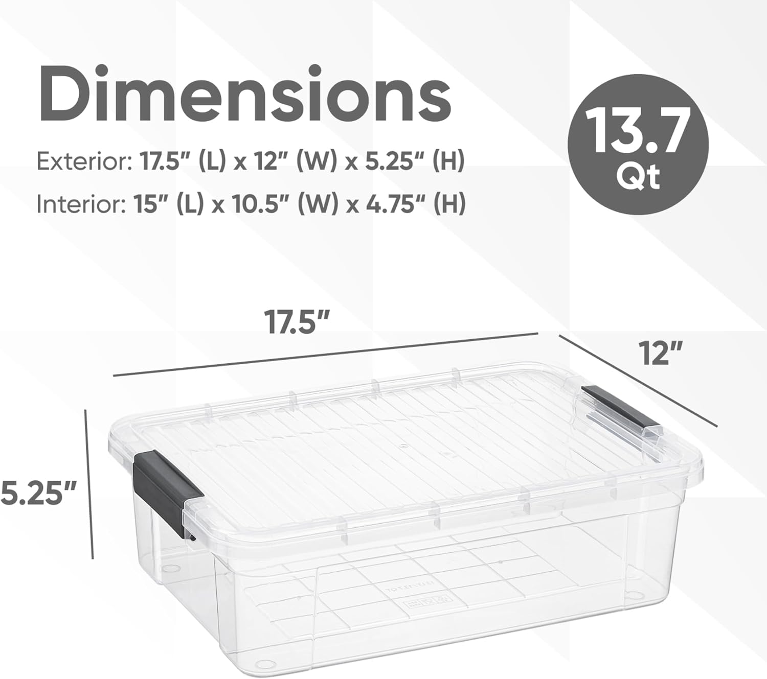 Superio Storage Bins with Lids, Clear Plastic Containers for Organizing, Stackable Totes, BPA Free