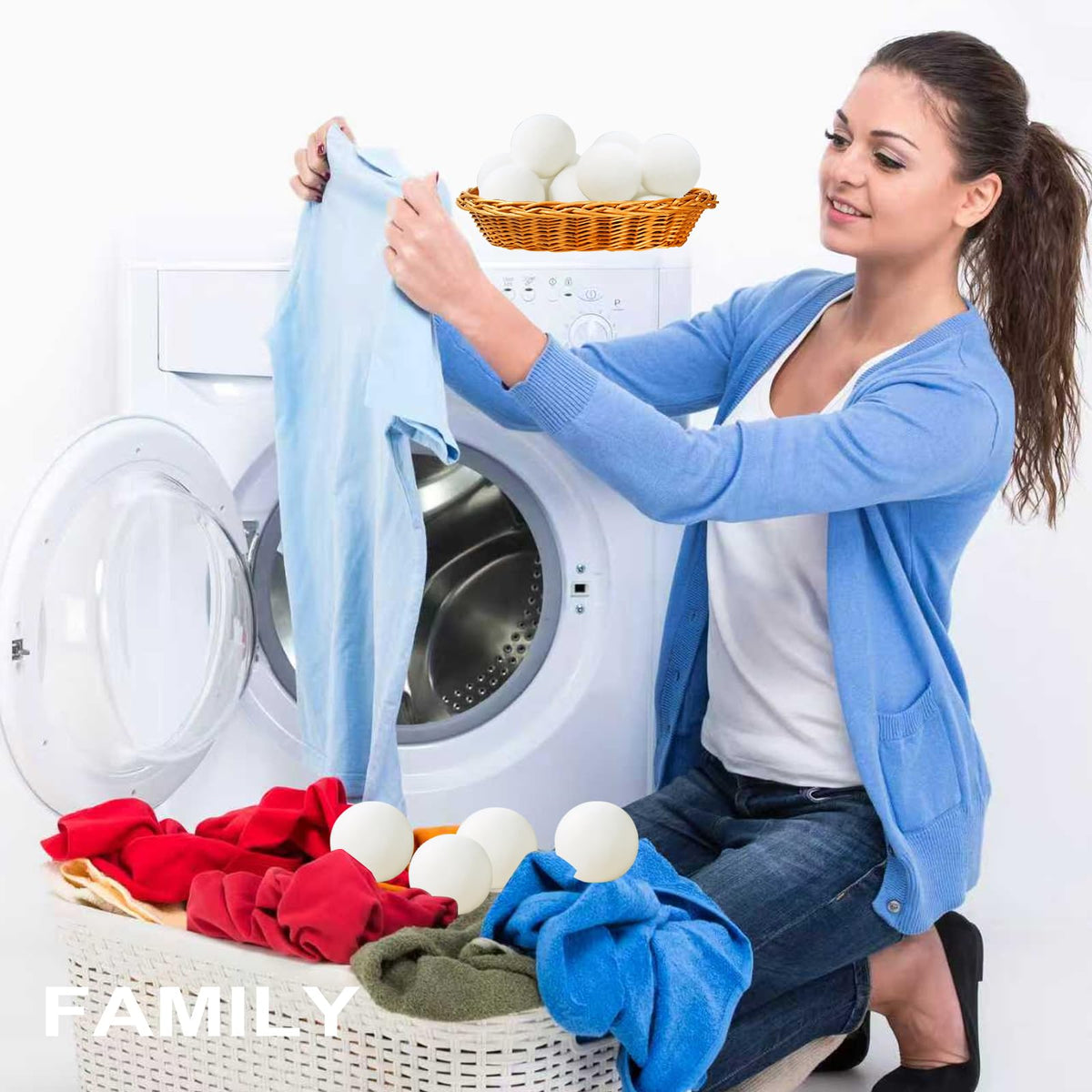 Wool Dryer Balls 6-Pack L - Natural Reusable Laundry Fabric Softener, Reduces Wrinkles & Drying