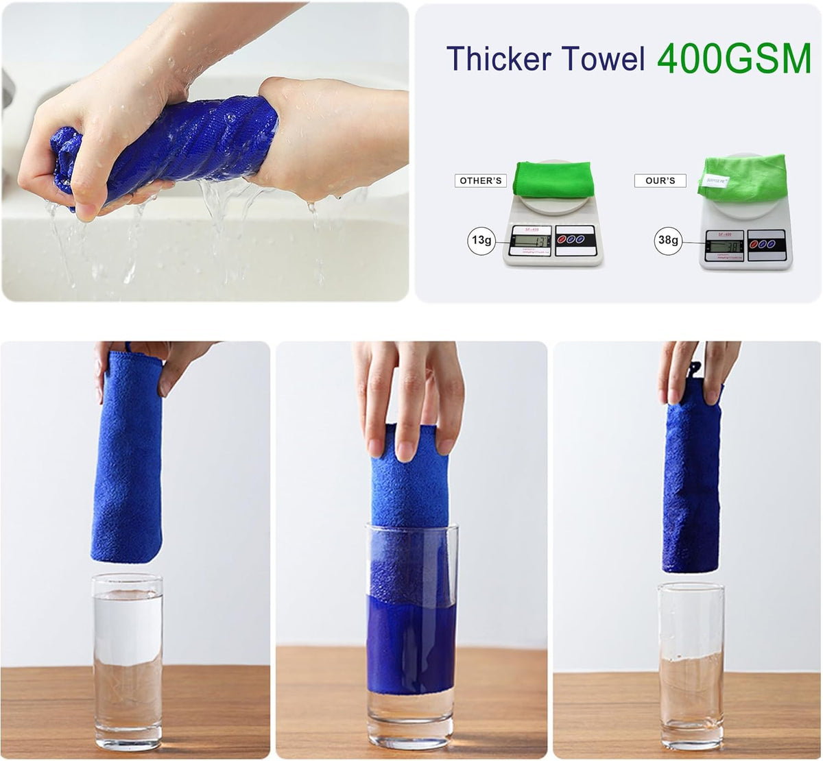 Microfiber Cleaning Cloth for Kitchen Housekeeping Dish Electronics Dust Rags Thick Lint Free Car