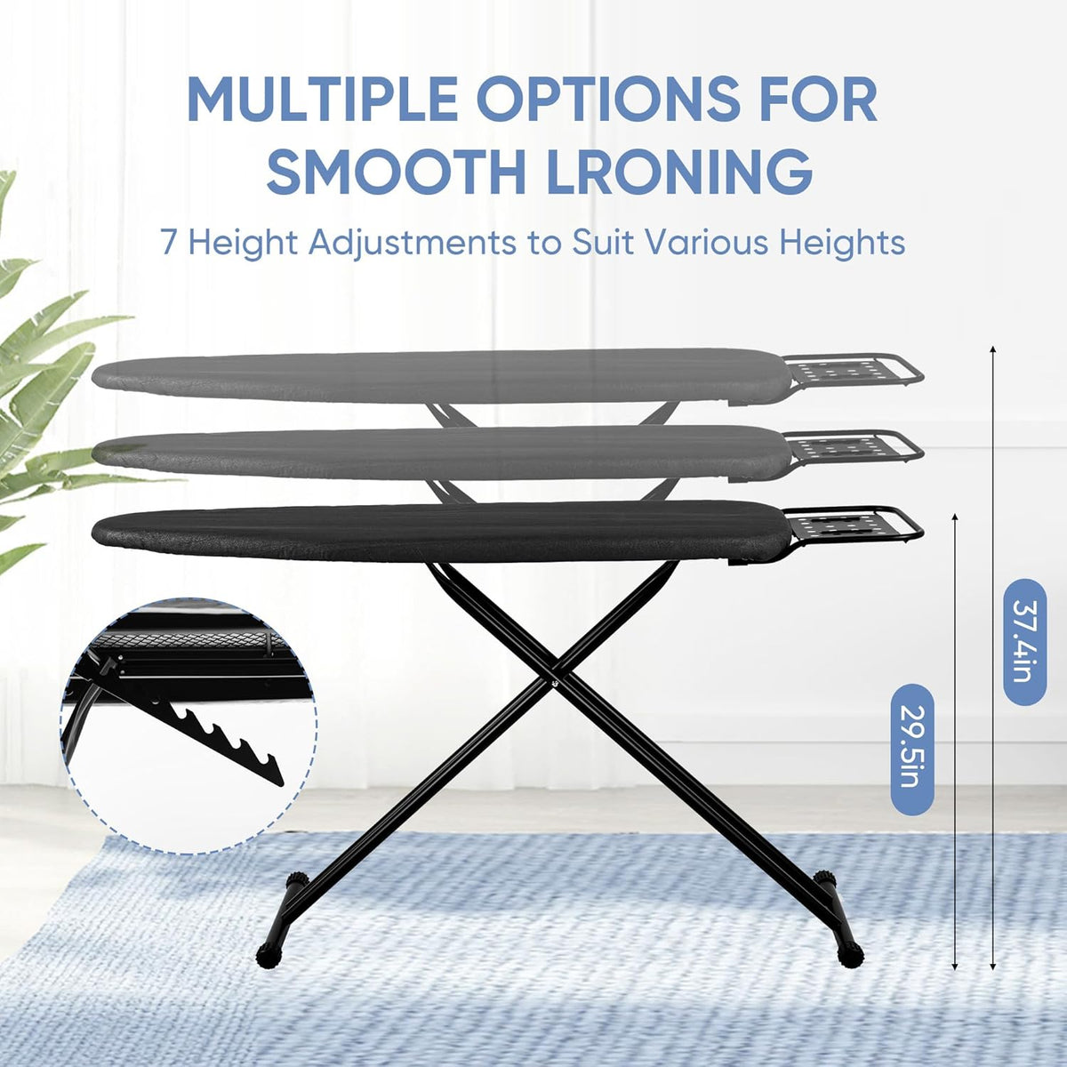 Full Size Ironing Board 47" X 15" with Heat Resistant Cover and Thicken Felt Pad, Safety Iron Rest