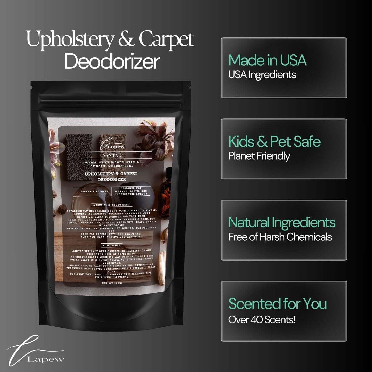 Santal Carpet Freshener Powder: Powerful Odor Eliminator for Home, Upholstery Deodorizer, Carpet