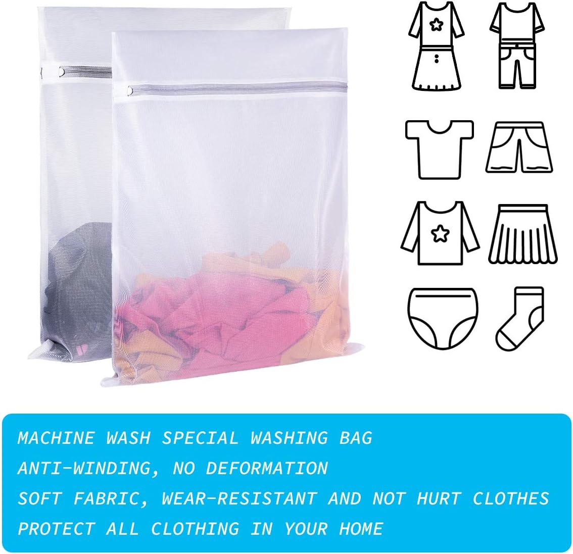 Mesh Laundry Bags,Laundry Bags Mesh Wash Bag for Washing Machine-Supper Zipper Net Laundry