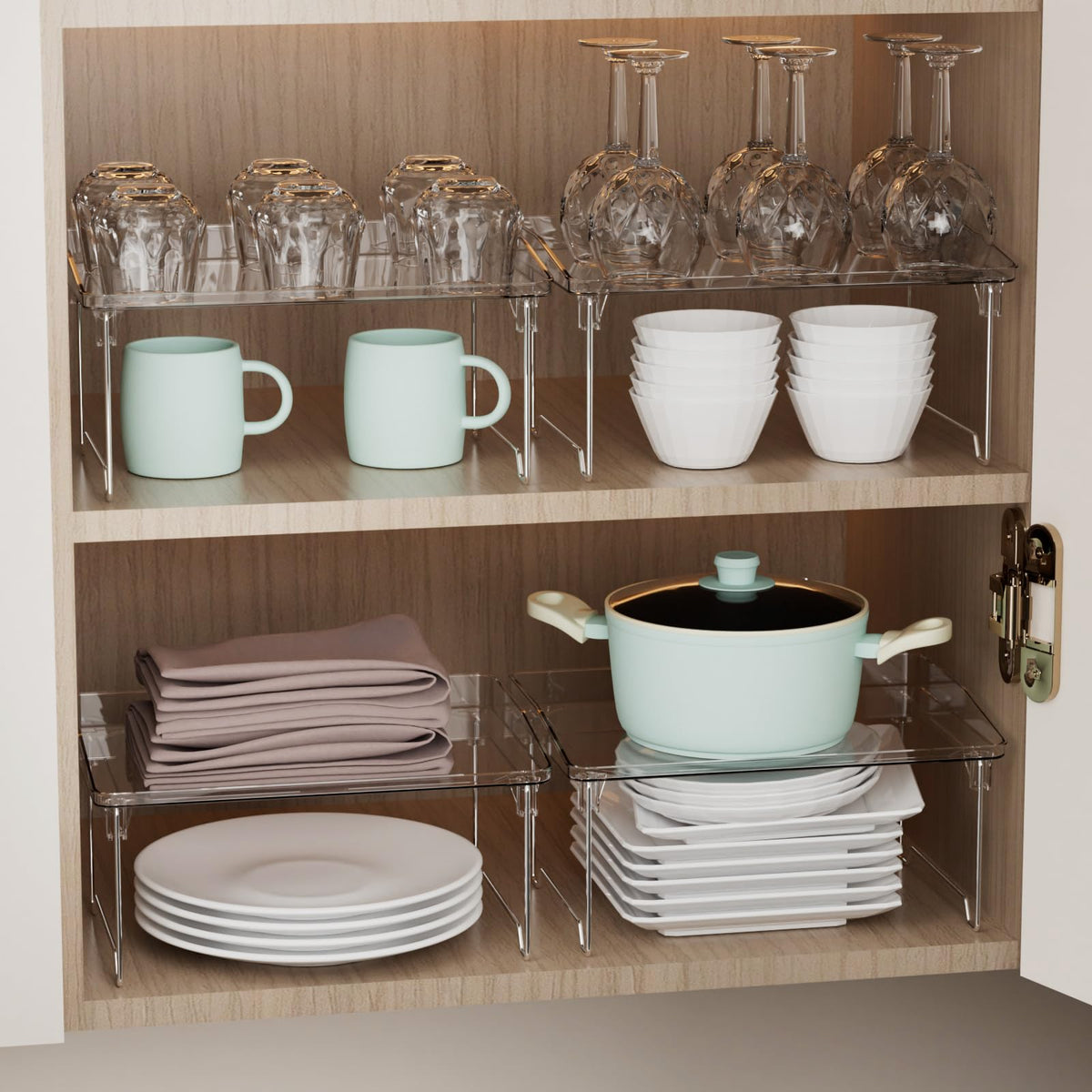 STARLATTA 2 Pcs Cabinet Organizer Shelf, Stackable Kitchen Counter Shelves, Spice Rack,Countertop