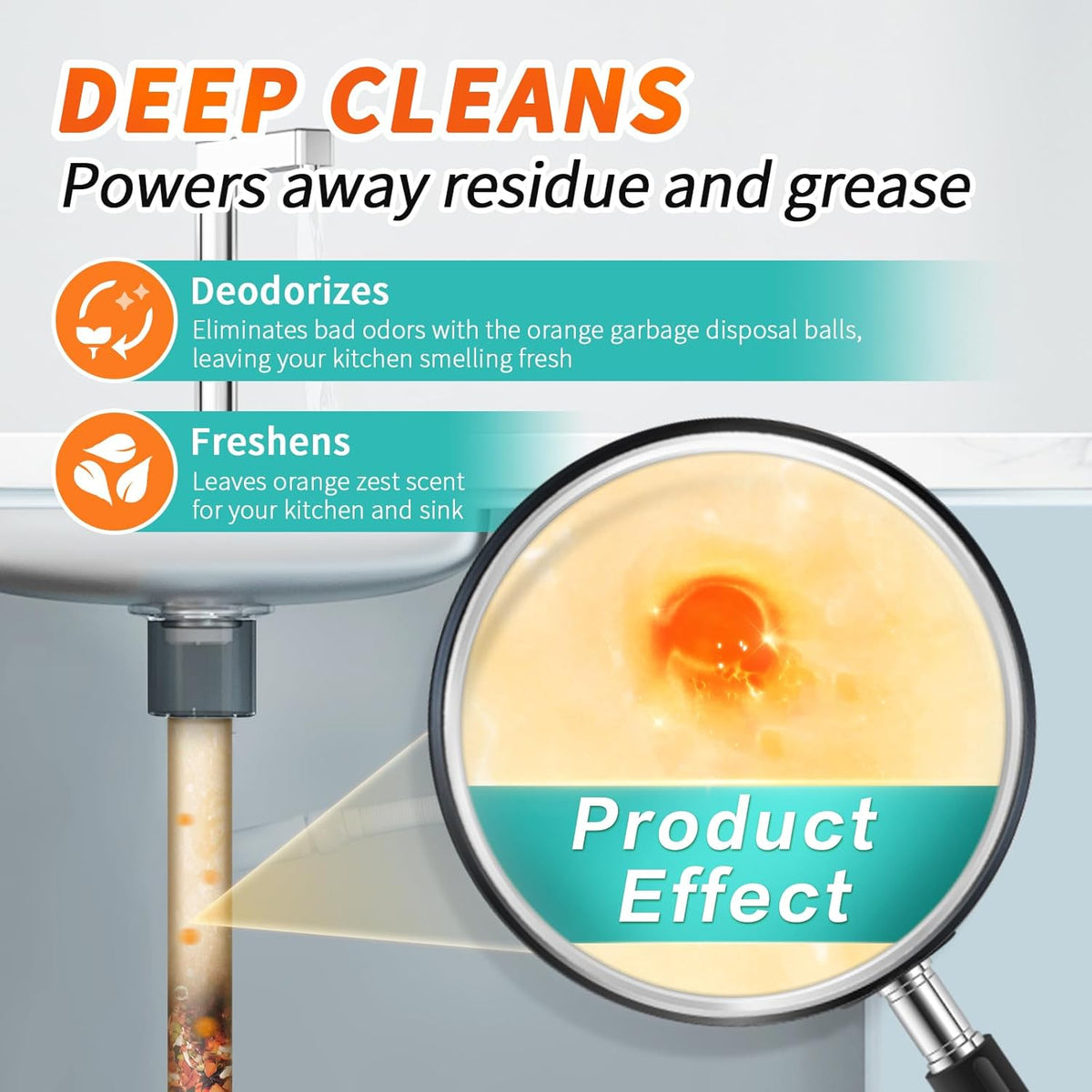 50 Count Garbage Disposal Cleaner and Deodorizer – Sink Odor Eliminator, New Powerful XL Sink Drain