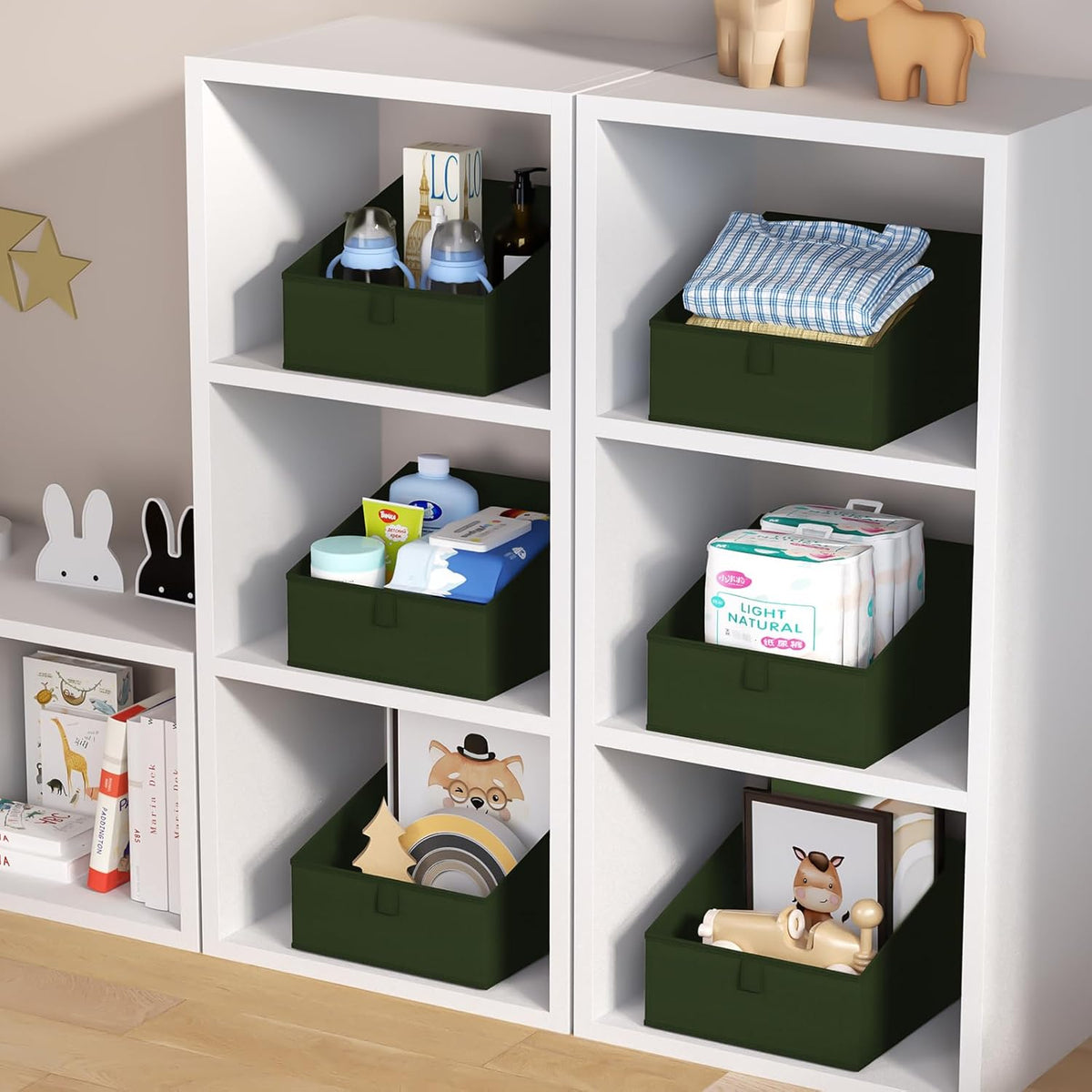 DIMJ Closet Storage Bins 6 Pack - Fabric Trapezoid Closet Organizer Bin, Foldable Storage Baskets
