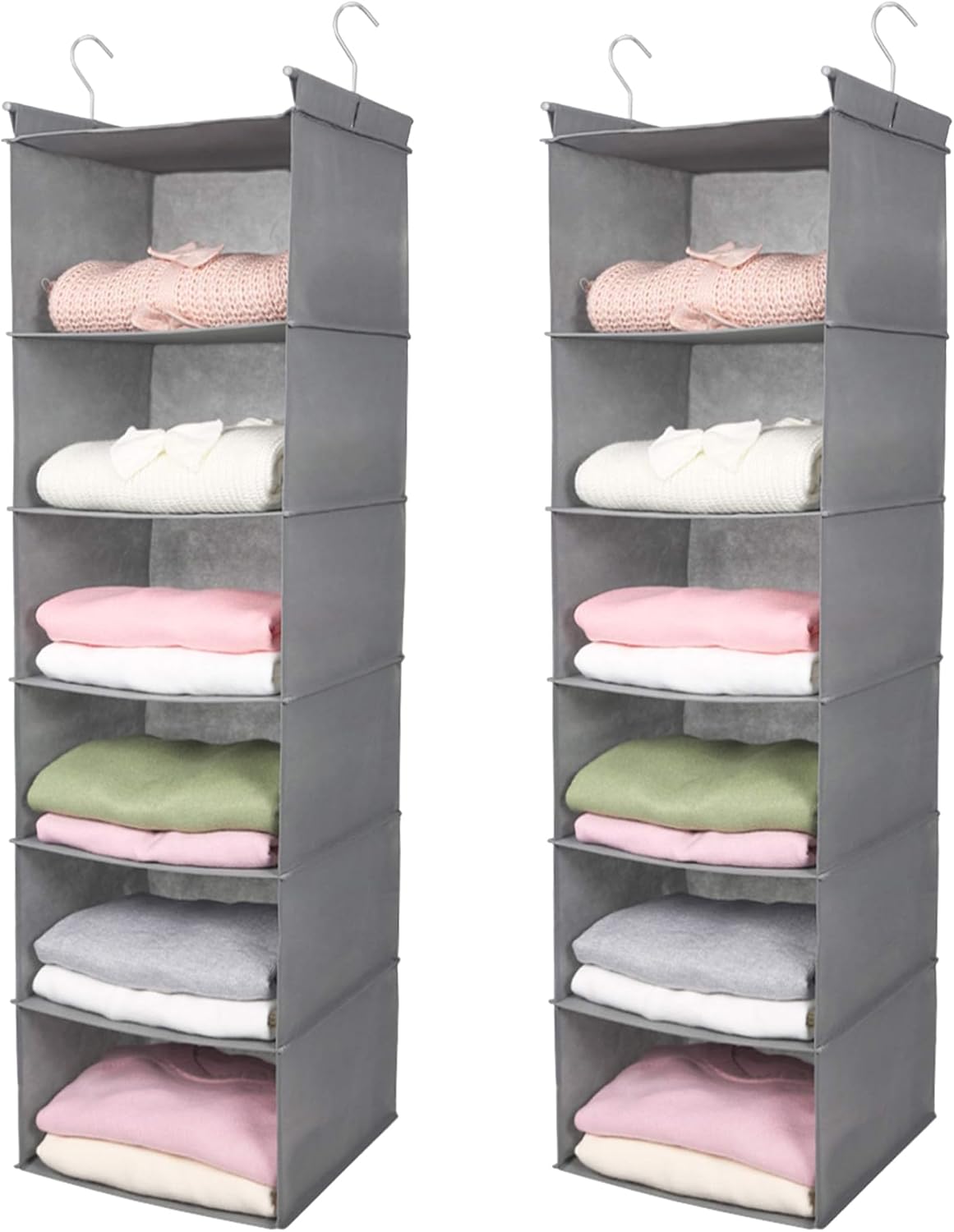MAX Houser 6 Tier Shelf Hanging Closet Organizer, Closet Hanging Shelf with 2 Sturdy Hooks for