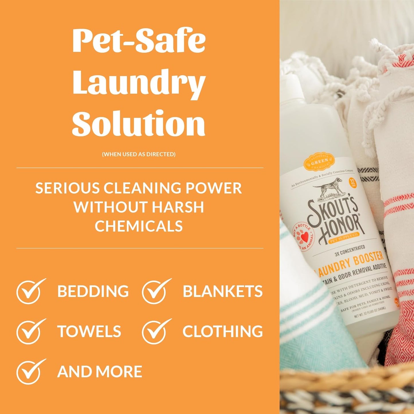 Skout's Honor Laundry Booster Stain & Odor Removal Additive - Plant-Powered Formula for Pet
