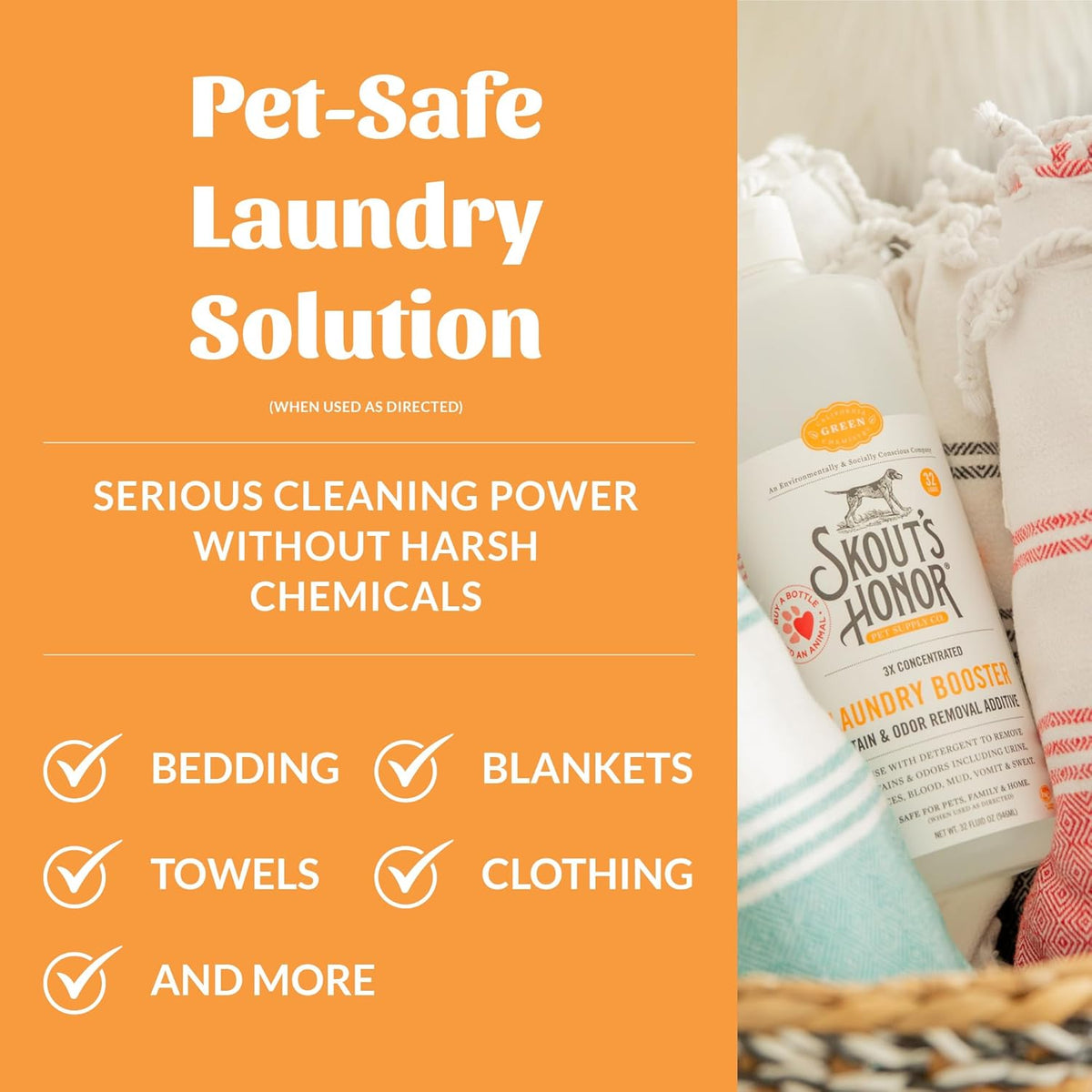 Skout's Honor Laundry Booster Stain & Odor Removal Additive - Plant-Powered Formula for Pet