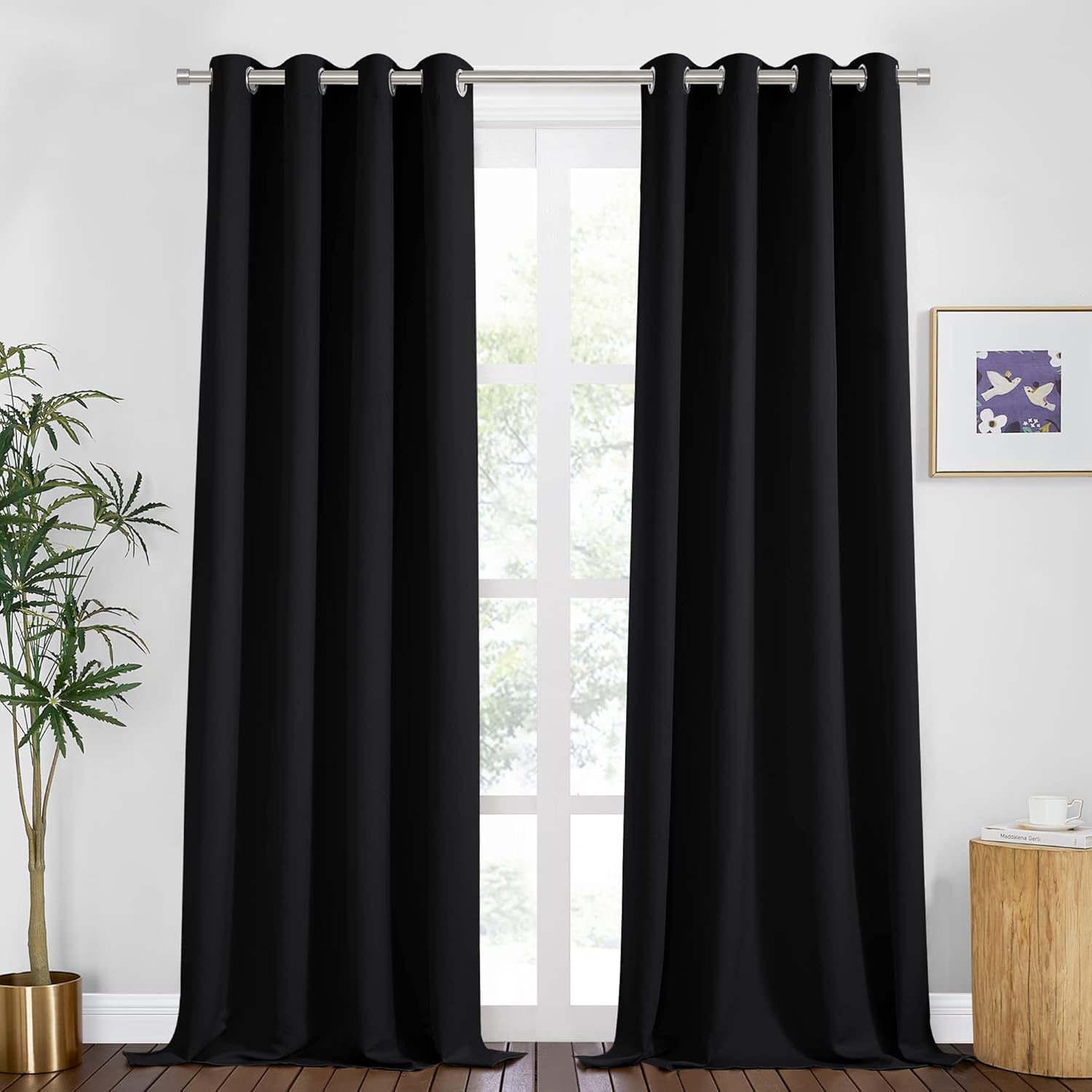 PONY DANCE Blackout Curtains for Bedroom - Noise Reductiong Window Drapes Room Darkening Thermal