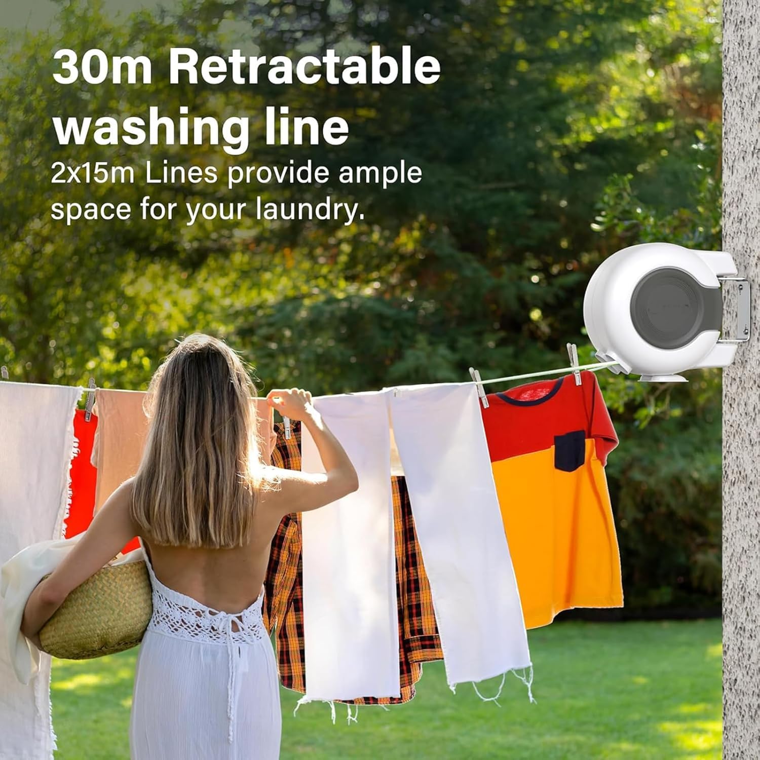 Retractable Double Clothesline – 49 ft x 2 Heavy Duty Clothes Line for Indoor & Outdoor Use, Dual