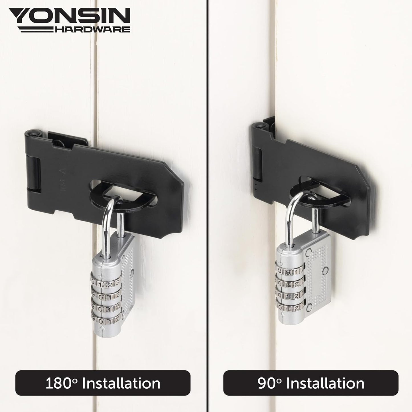3" Door Padlock Safety Hasp Latch 2 Pcs, Door Hasp Clasp Lock Gate Shed Hasp Latch Lock for Door