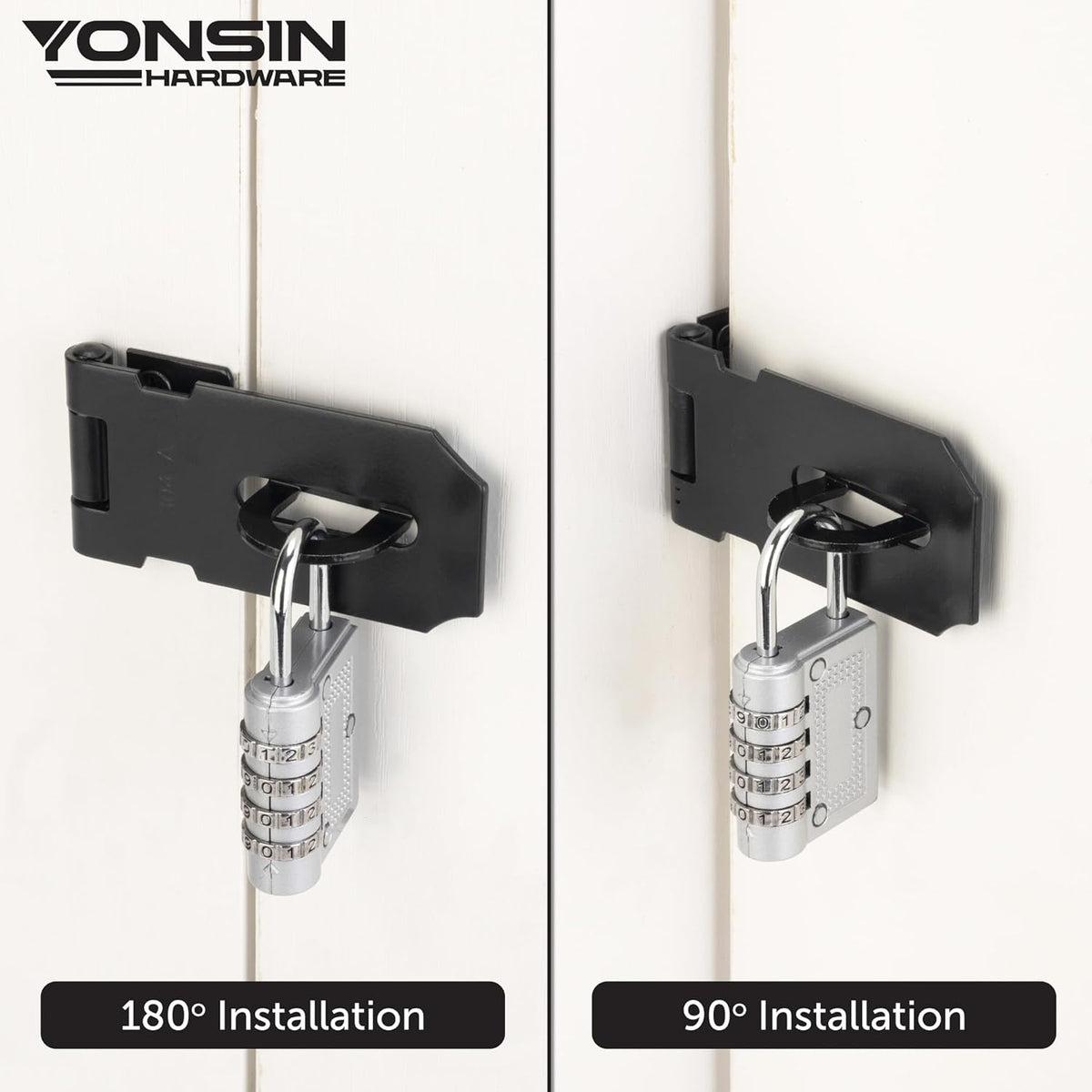 3" Door Padlock Safety Hasp Latch 2 Pcs, Door Hasp Clasp Lock Gate Shed Hasp Latch Lock for Door