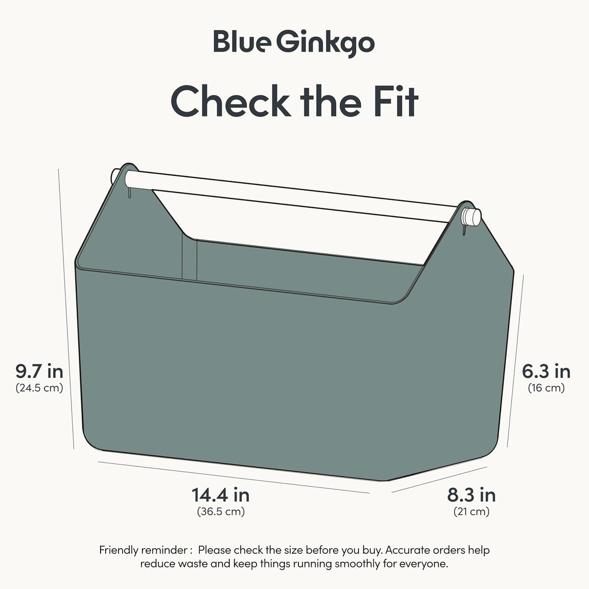 BLUE GINKGO Large Storage Basket – Plastic Caddy with Wooden Handle for Bathroom, Pantry, or
