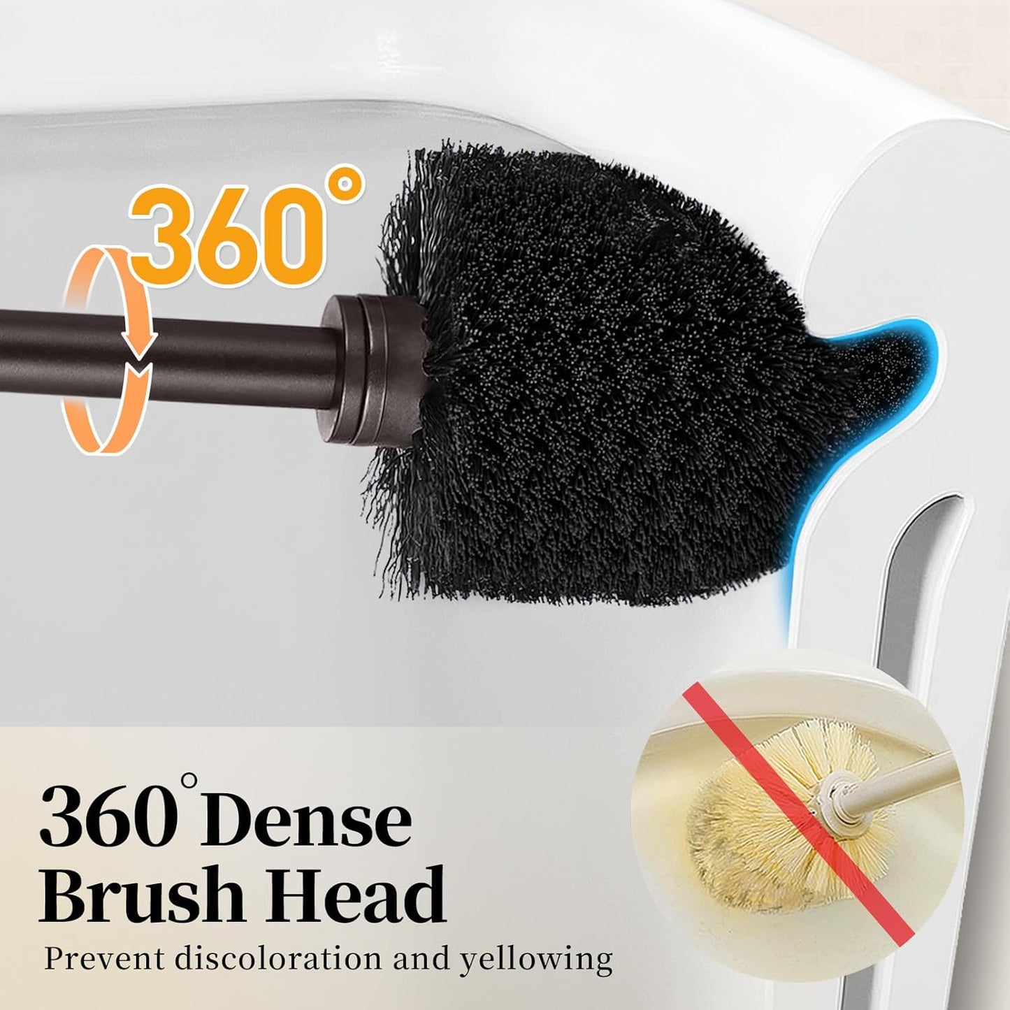 Toilet Bowl Brush Holder Set: Bathroom Deep Cleaning Toilet Scrubber Rim Cleaner with Caddy for