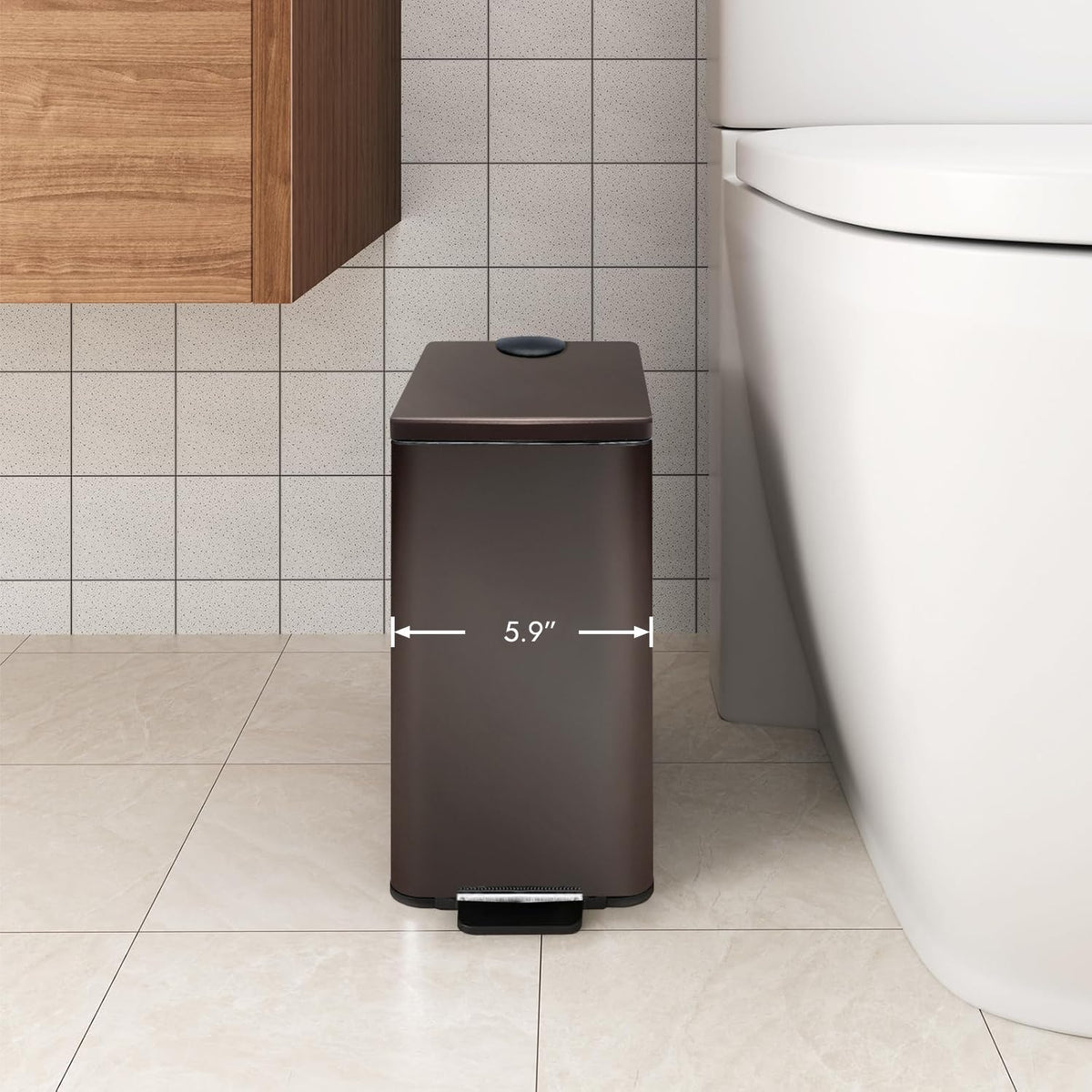Stainless Steel Small Trash Can with Lid & Step Pedal - 6 Liters/1.6 Gallon Soft Close Garbage Can