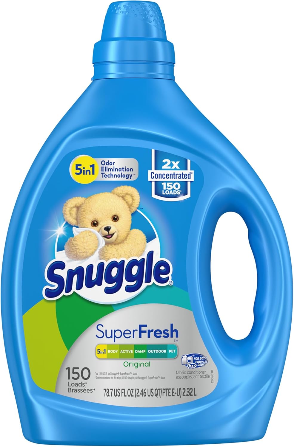 Snuggle Liquid Fabric Softener, SuperFresh Original, Eliminates Tough Odors, 2X Concentrated, 150