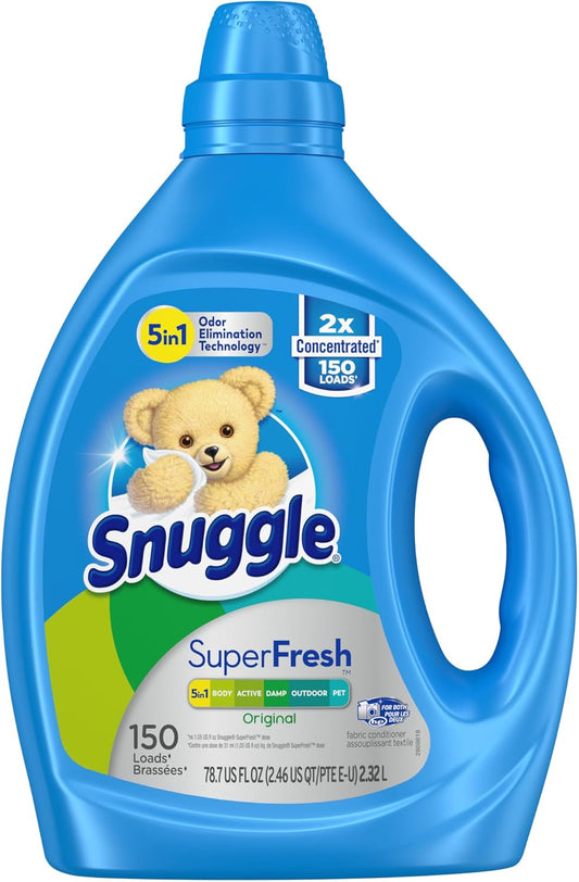 Snuggle Liquid Fabric Softener, SuperFresh Original, Eliminates Tough Odors, 2X Concentrated, 150
