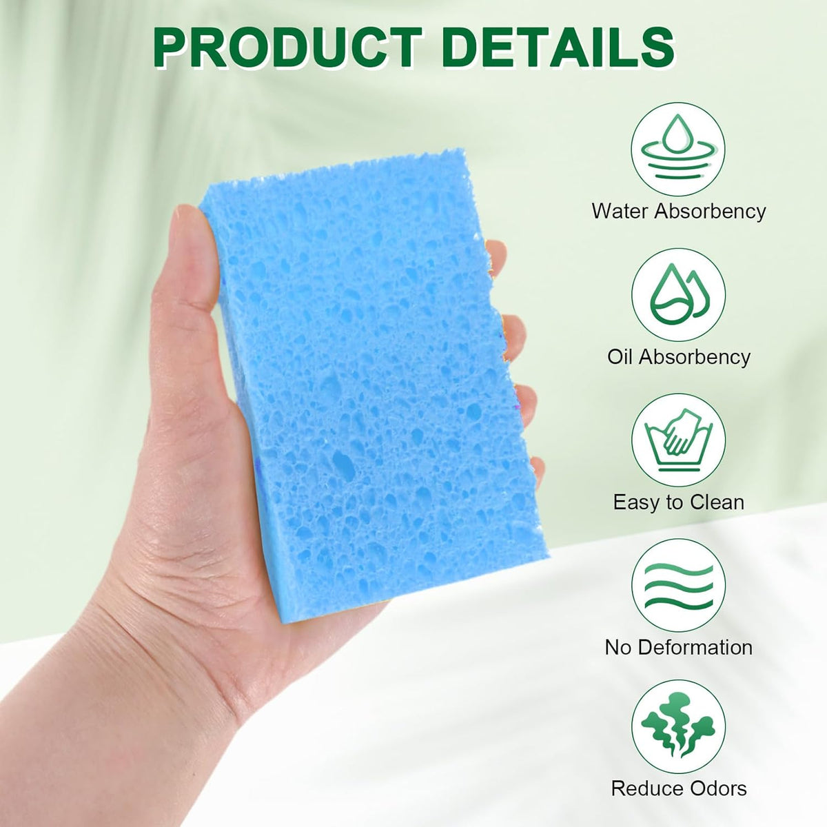 6-Pack Kitchen Sponges, Condense Eco Cellulose Non-Scratch Scrub Heavy Sponge for