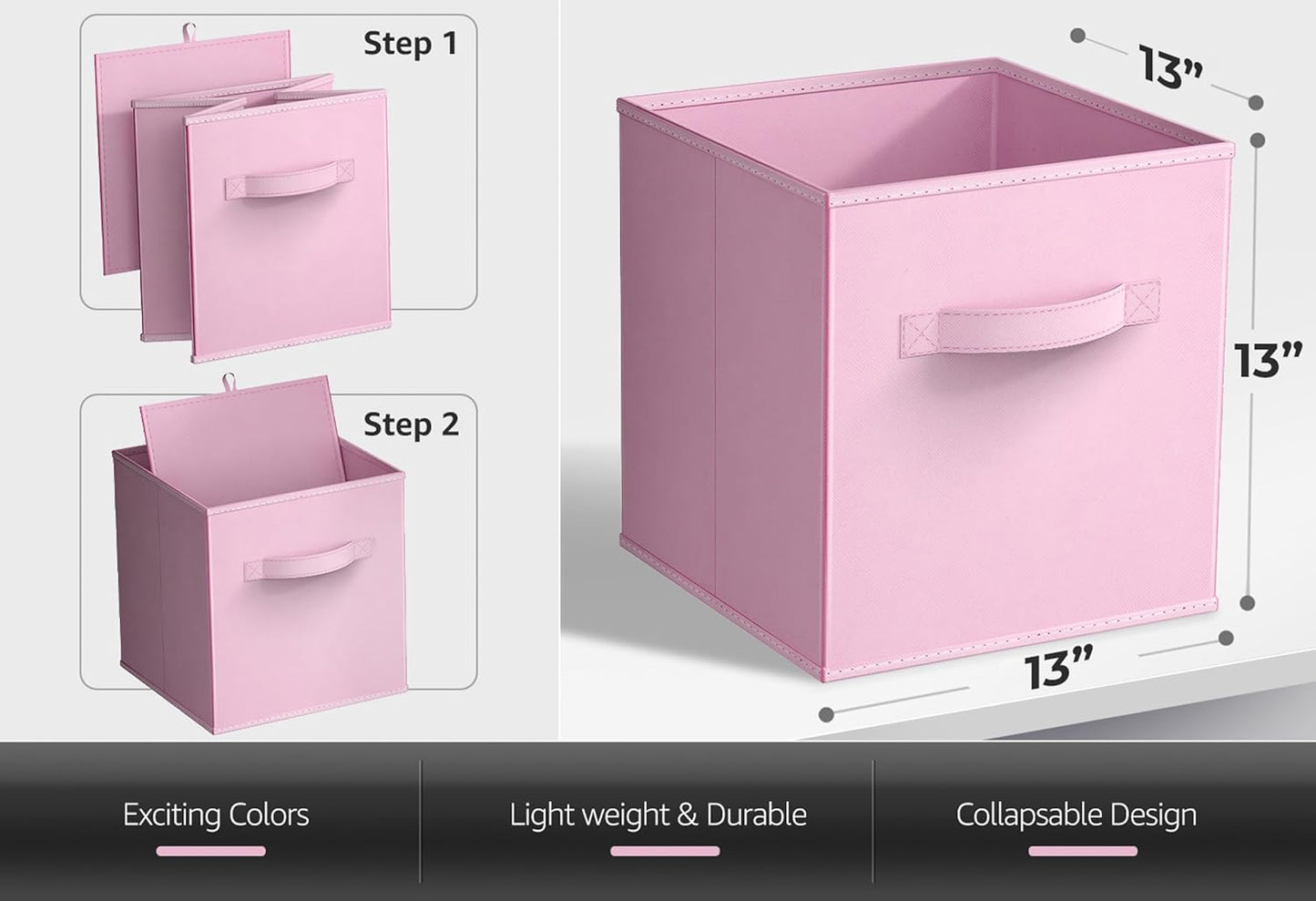 Sorbus Fabric Storage Cubes - 6 Foldable Storage Bins for Organizing Pantry, Cubbies, Toy Box