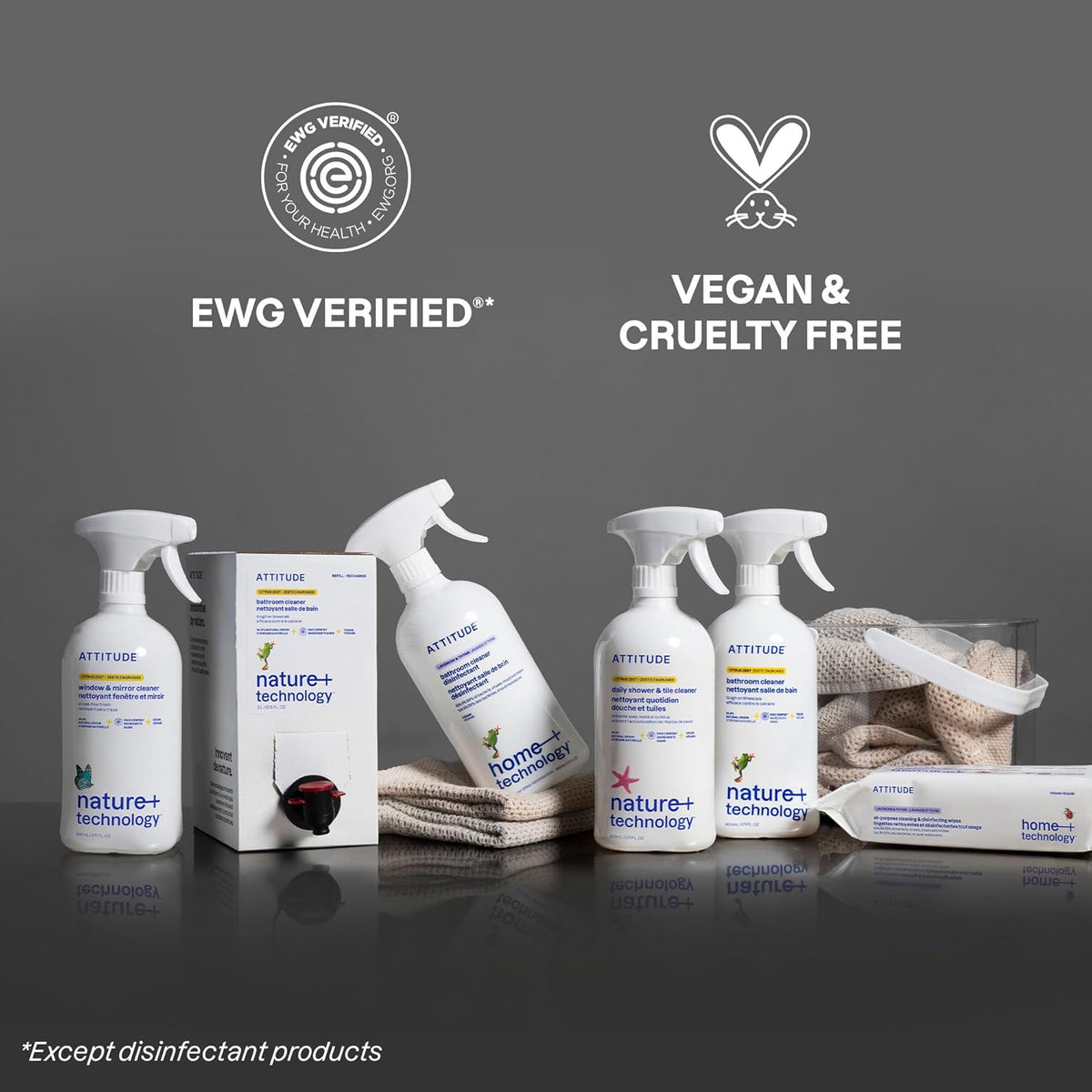 ATTITUDE Bathroom Cleaner Spray Refill, EWG Verified, Plant-Based & Vegan, Safe for Bathroom