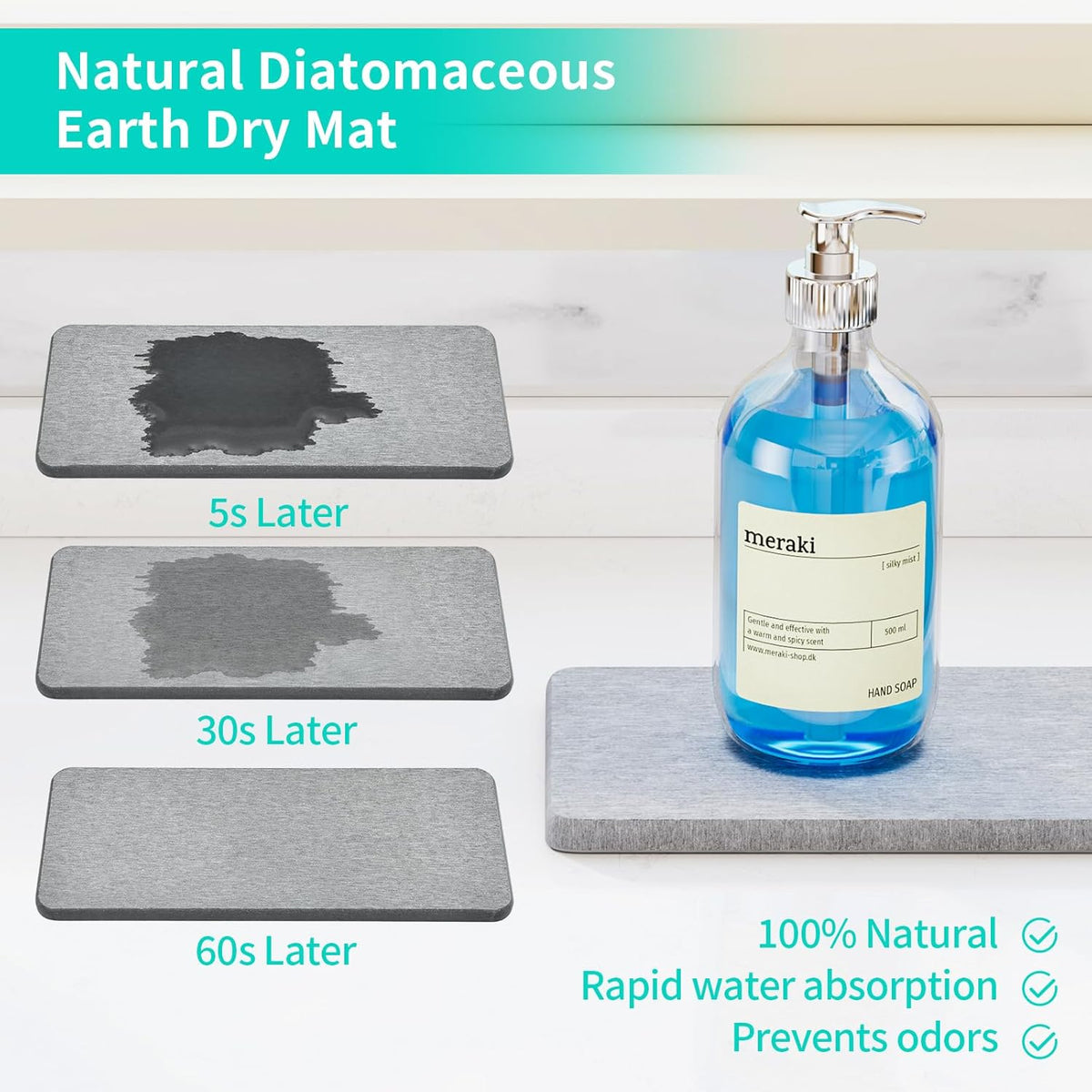 HapiRm Sink Caddy Sponge Holder - Kitchen Sink Organizer with Instant Drying Stone and Brush