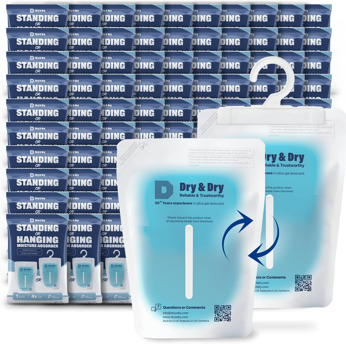 Dry & Dry 100 Packs Hybrid Moisture Absorbers & Musty Odor Eliminator Dehumidifier to Control