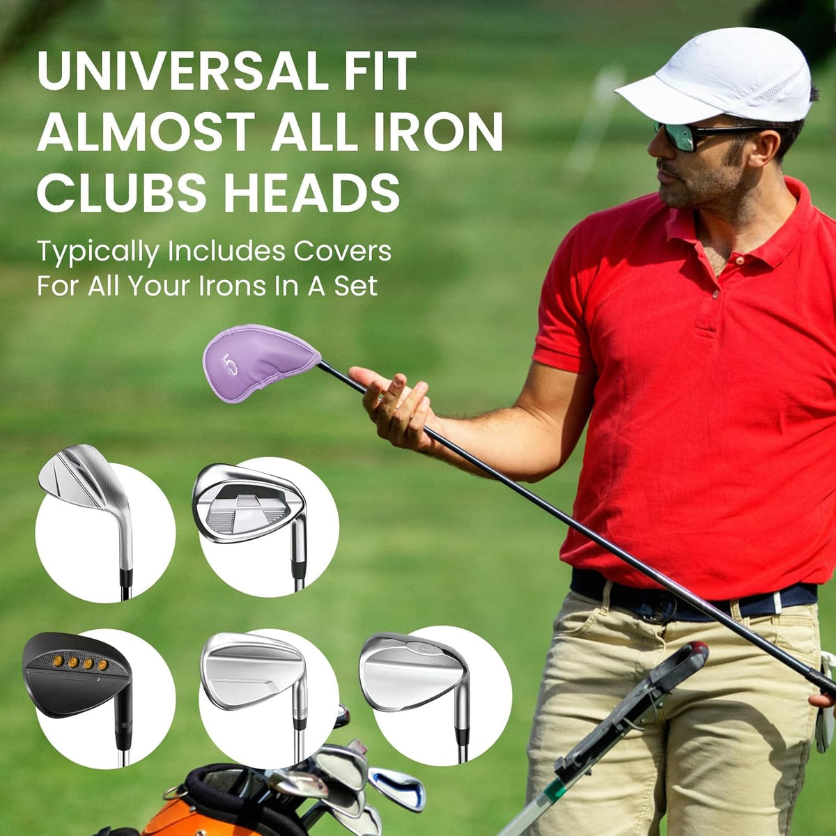 FINGER TEN Premium Synthetic Leather Stylish Iron & Wedge Golf Head Covers Value 12 Piece Set