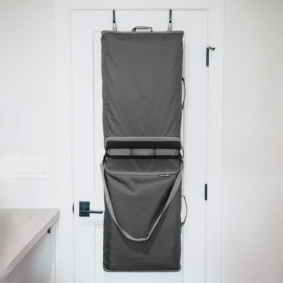 CleverMade Convertible Laundry Hamper Bag - Shadow Gray Stone holds 43L / 40 lbs 2 Compartments
