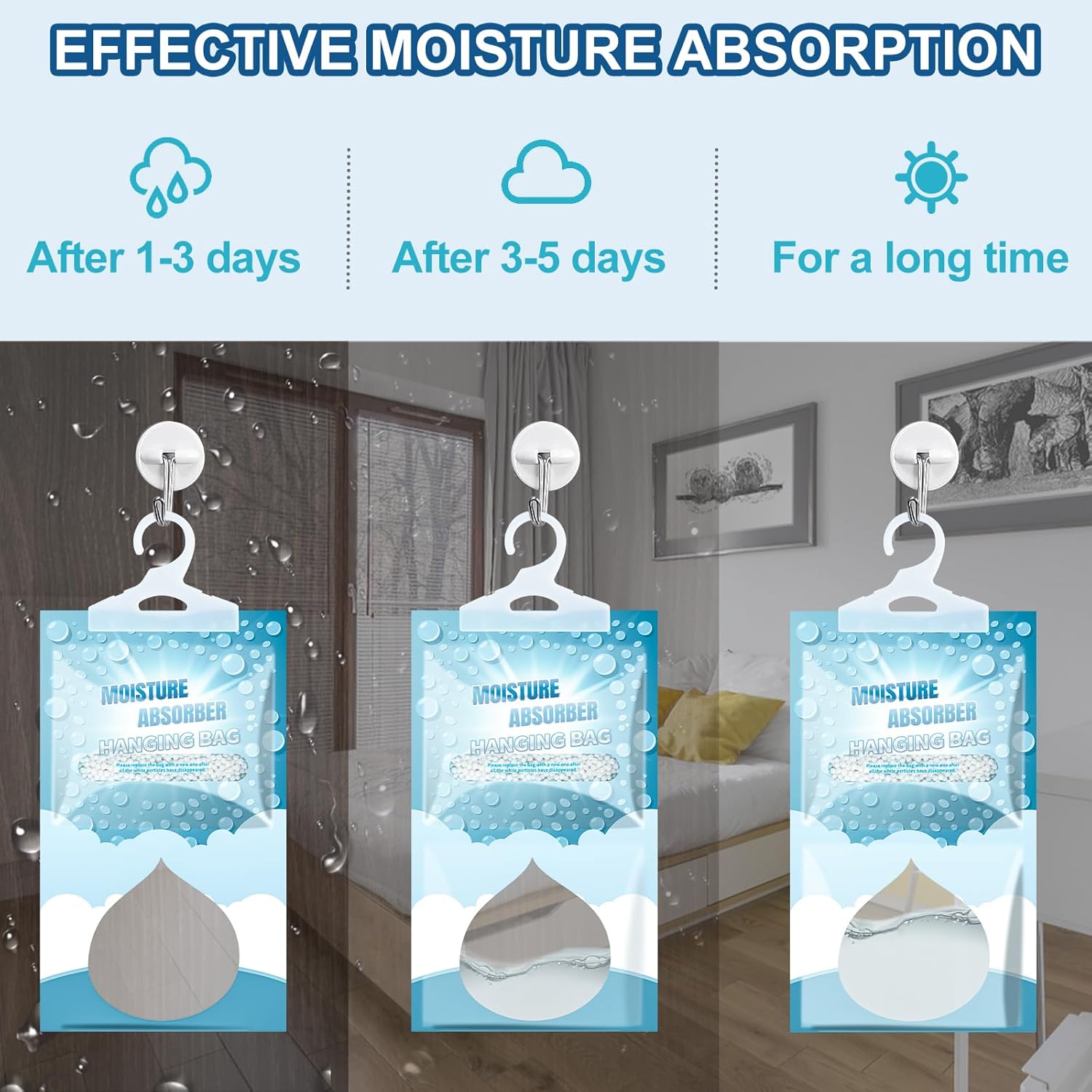 20 Pack Hanging Moisture Absorbers - Fagrance Free Dehumidifier Bags, 8.11 OZ/Pack, Removes