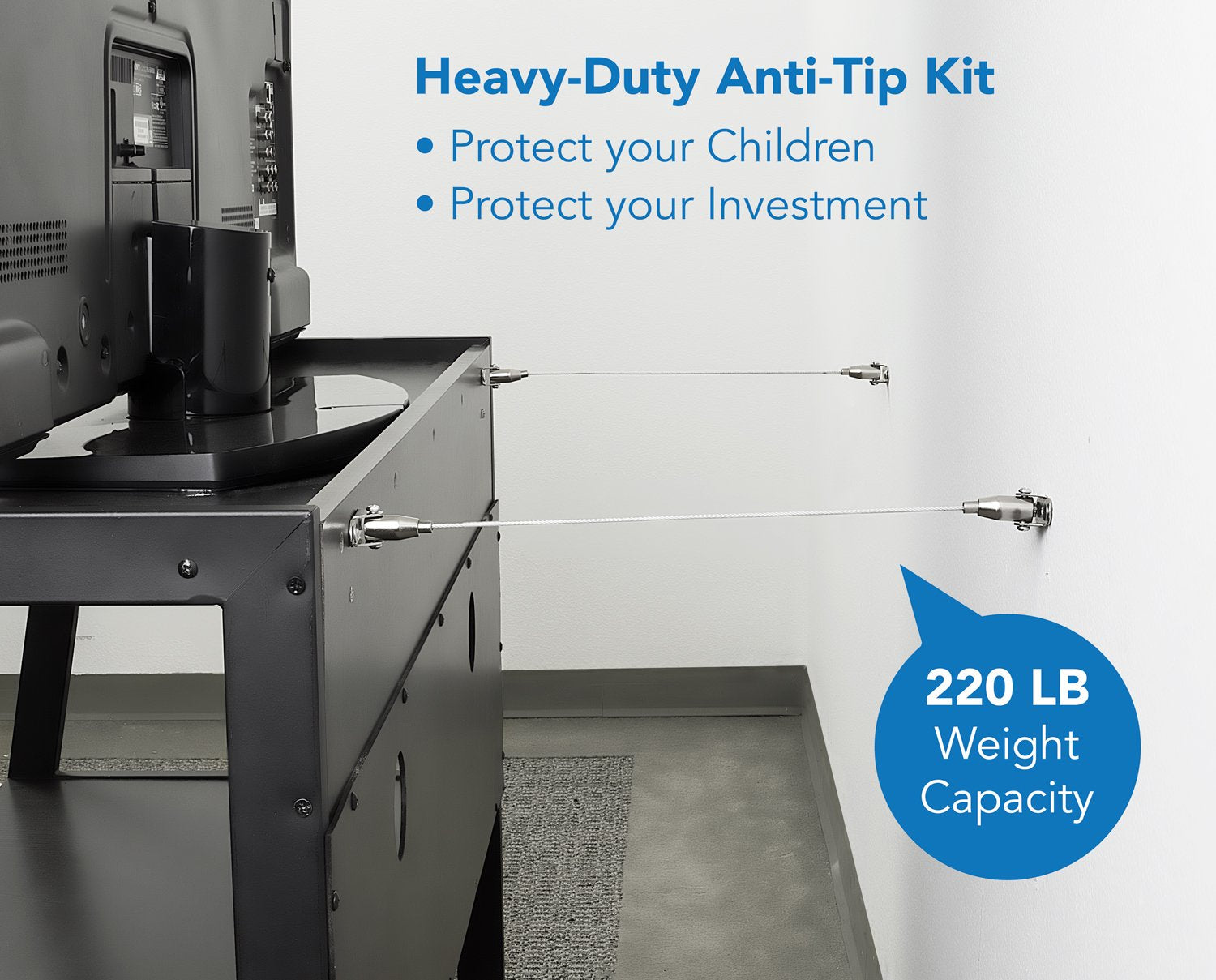 Mount-It! Furniture Anti-Tip Anchor - Steel Child Safety Straps | Secure Wall Anchors for