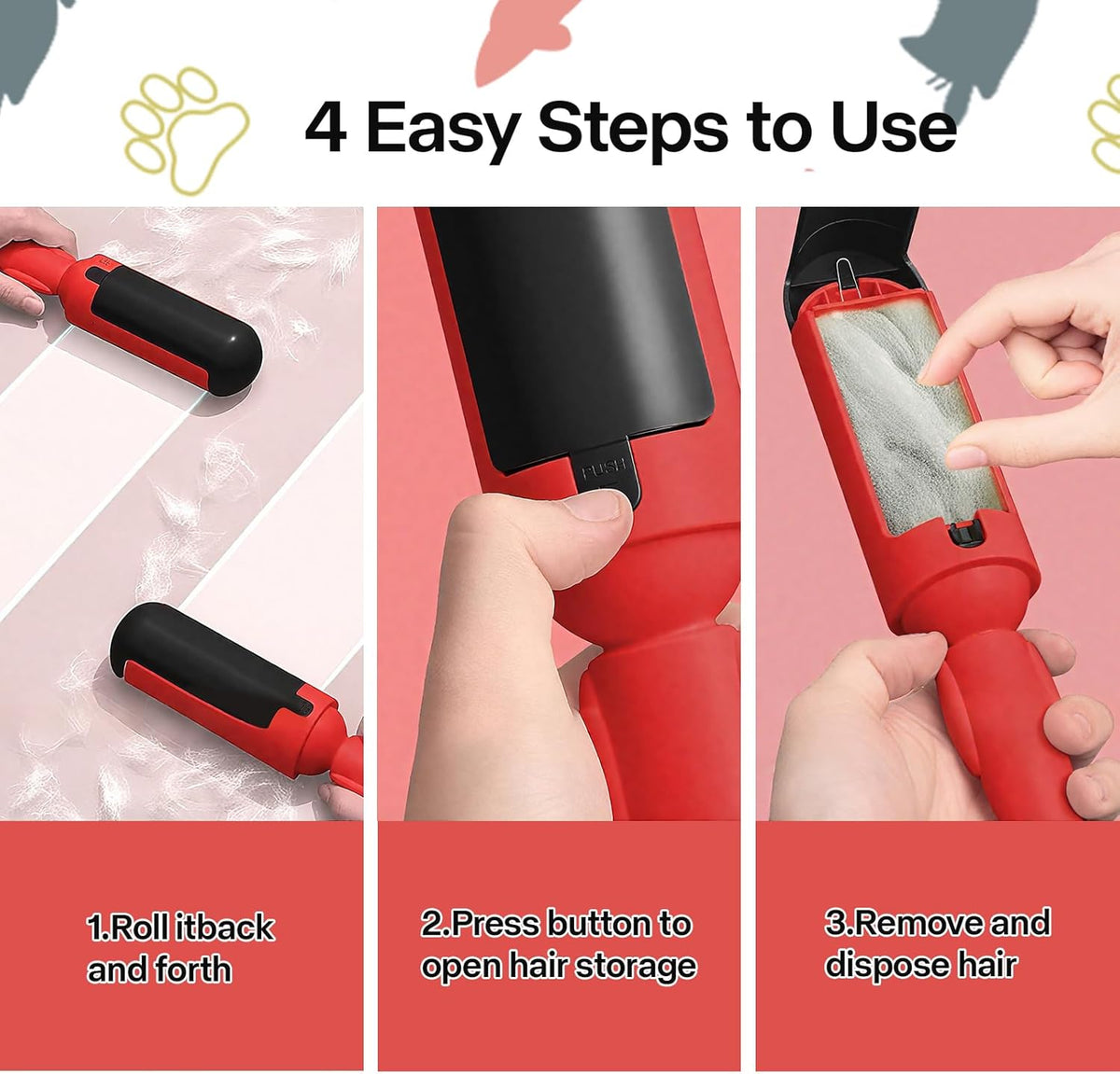 PAKEWAY 2 Pack Pet Hair Removal Tool, Reusable Dog & Cat Fur Remover with Comfy Non-Slip Handle