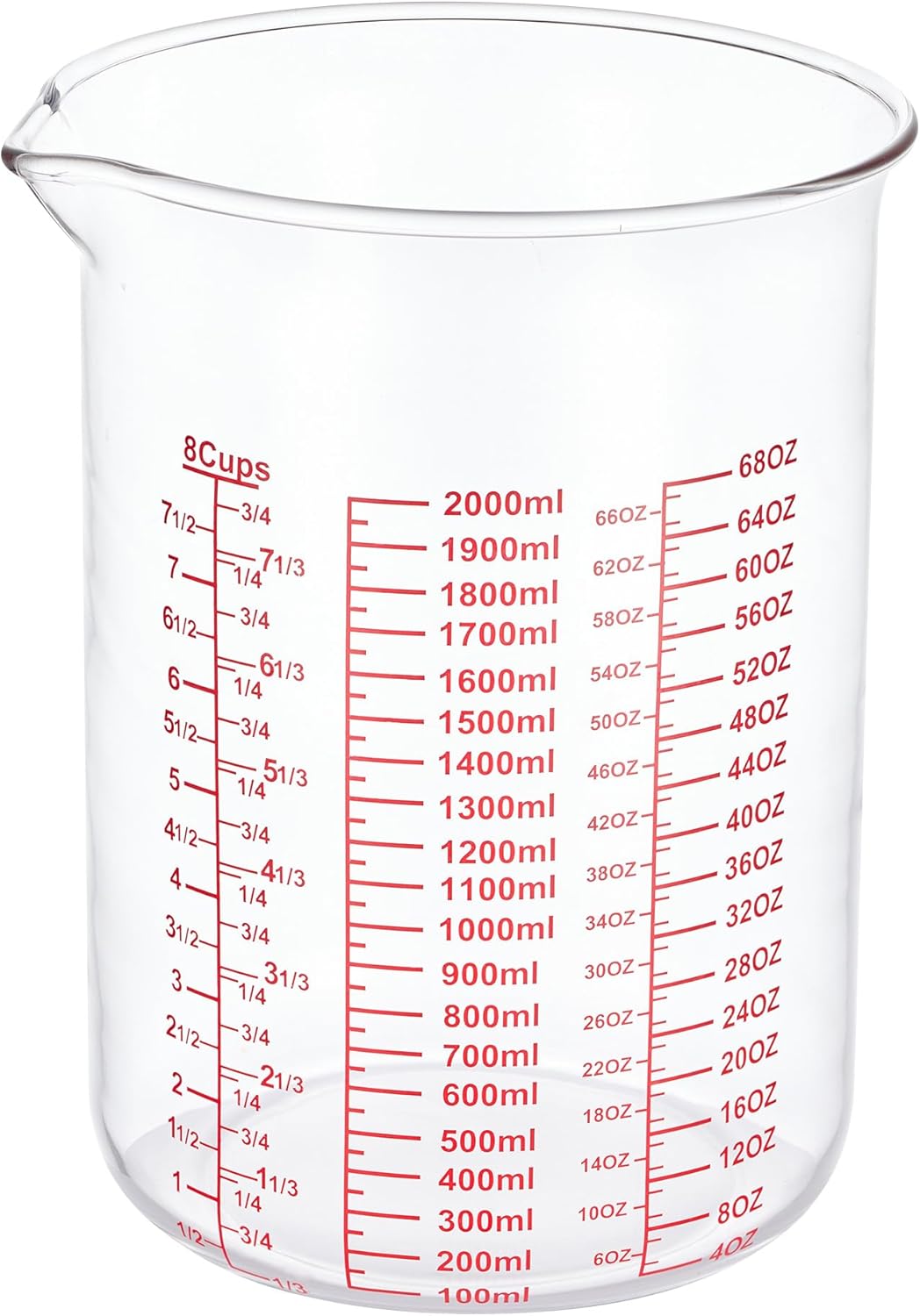 High Borosilicate Glass Measuring Cup-V-Shaped Spout，Glass Measuring Beaker for Kitchen or