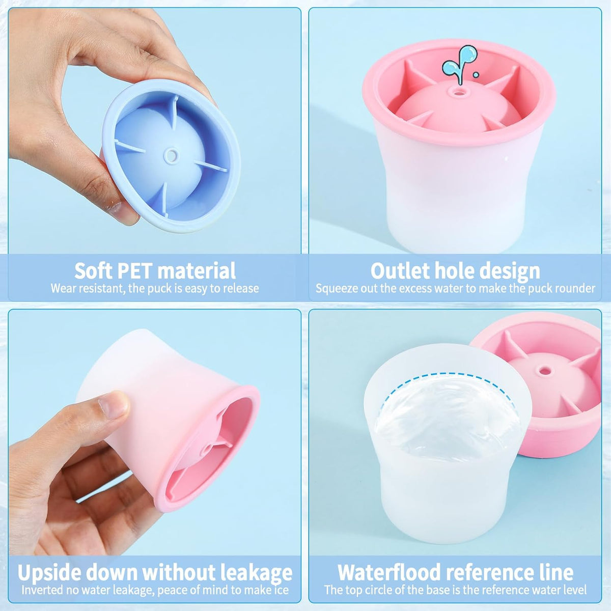 Round Ice Cube Molds 6 Pieces, Silicone Sphere Ice Mold Maker, Stackable Easy Release Circle Ice